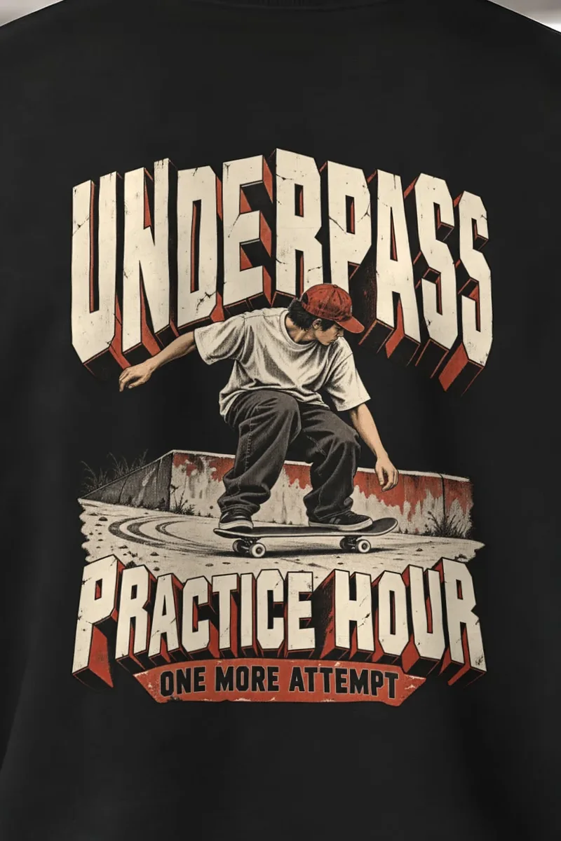 "Underpass Practice Hour" Heavy Blend Unisex Crewneck Sweatshirt - the graphic up close