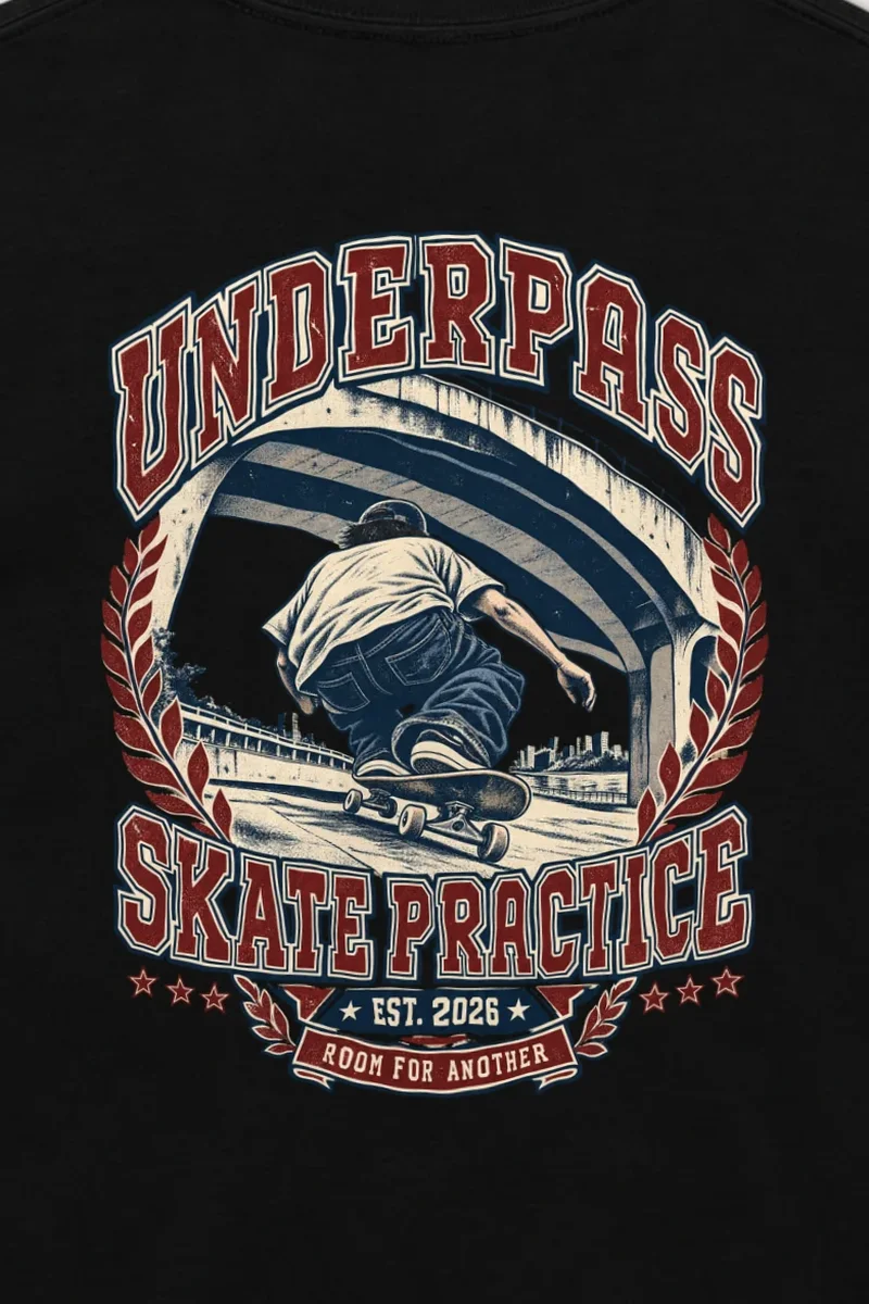 "Underpass Skate Practice" Unisex Longsleeve T-shirt - the graphic up close