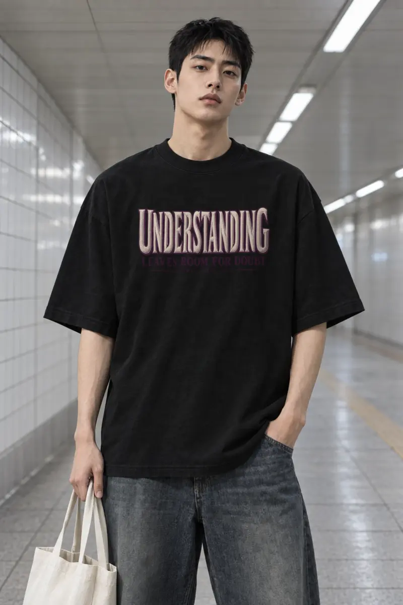 "Understanding Leaves Room For Doubt" Men's Oversized Heavyweight Crewneck T-Shirt