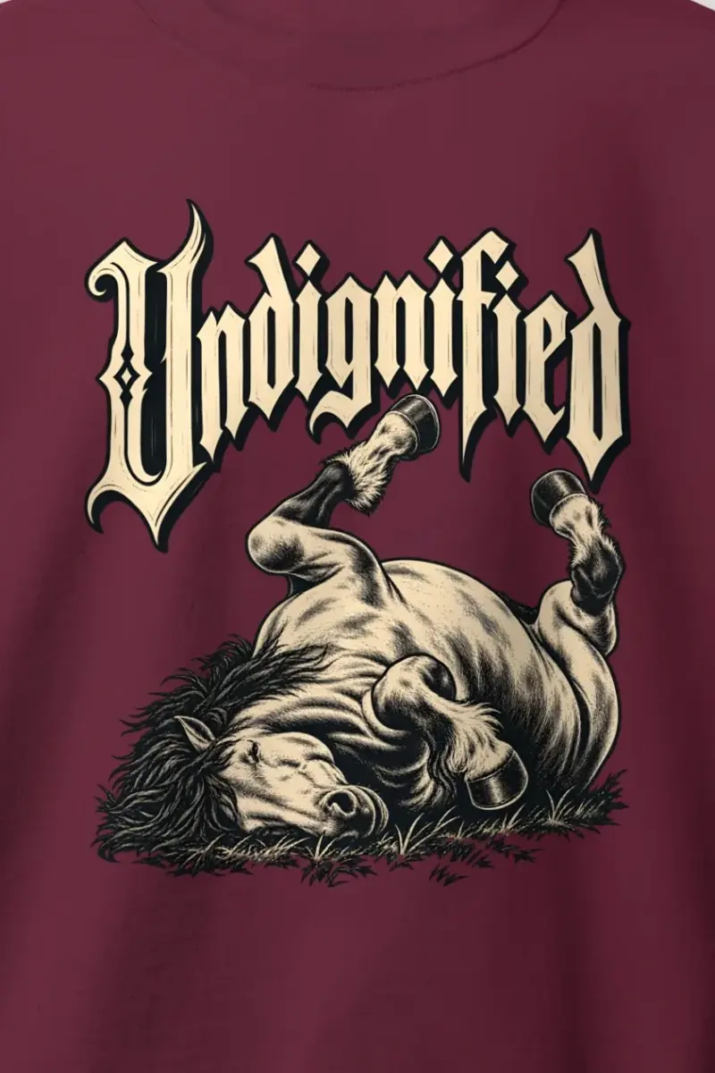 "Undignified" Heavy Blend Unisex Crewneck Sweatshirt - the graphic up close