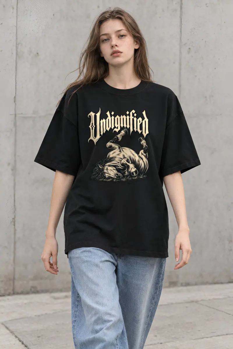 "Undignified" Unisex Oversized Heavyweight Crewneck T-Shirt
