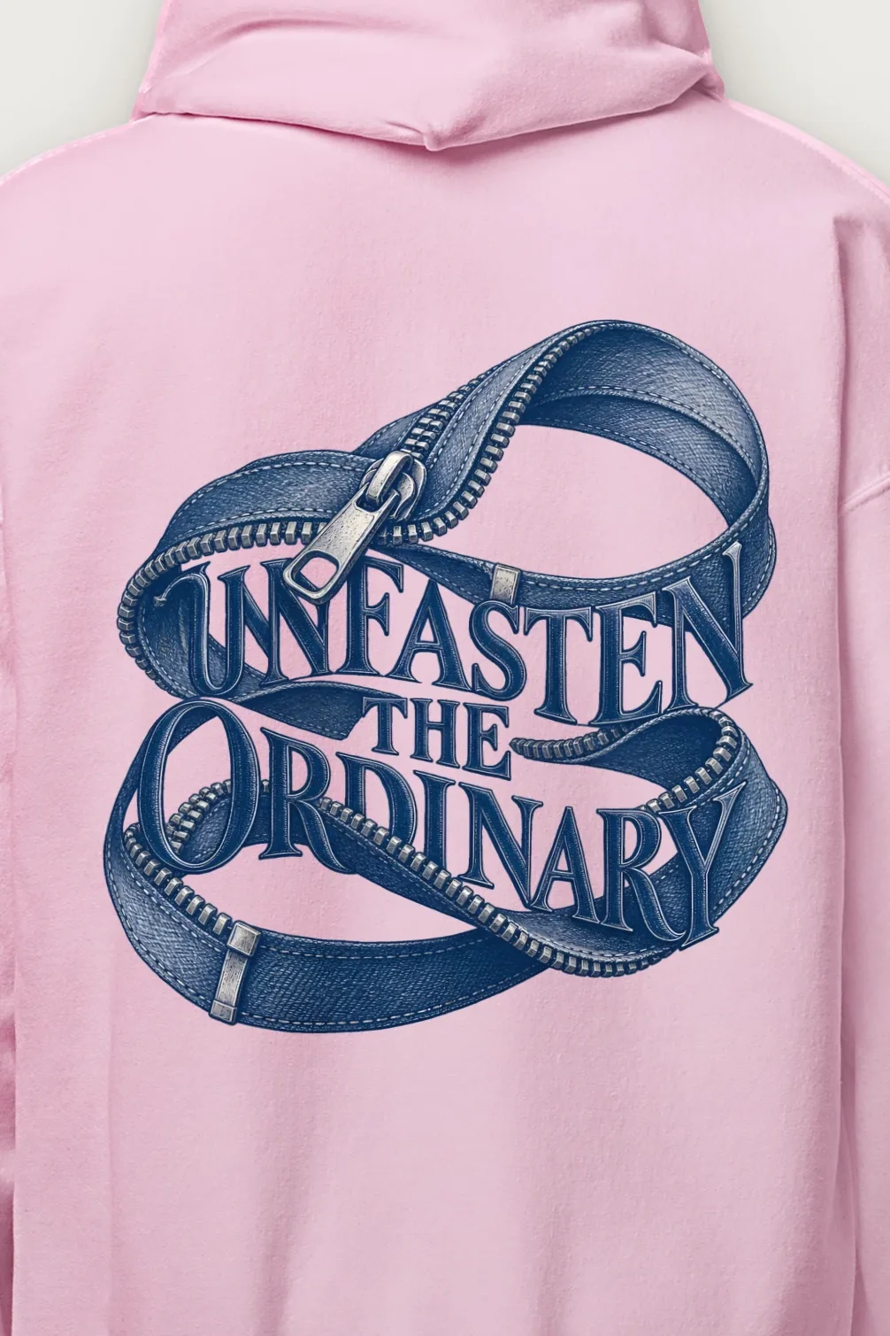 "Unfasten the Ordinary" Heavy Blend Unisex Pullover Hoodie - the graphic up close