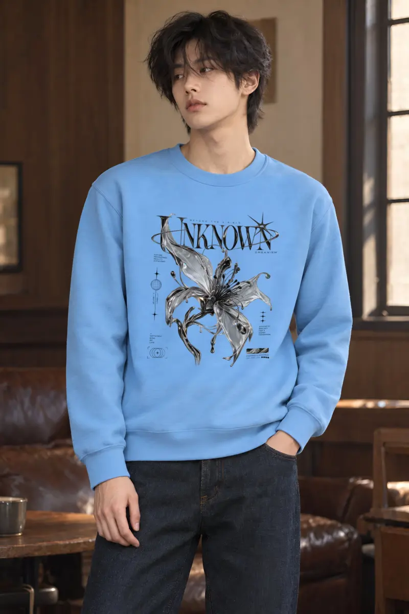 “Unknown Chrome Flower” Heavy Blend Unisex Crewneck Sweatshirt
