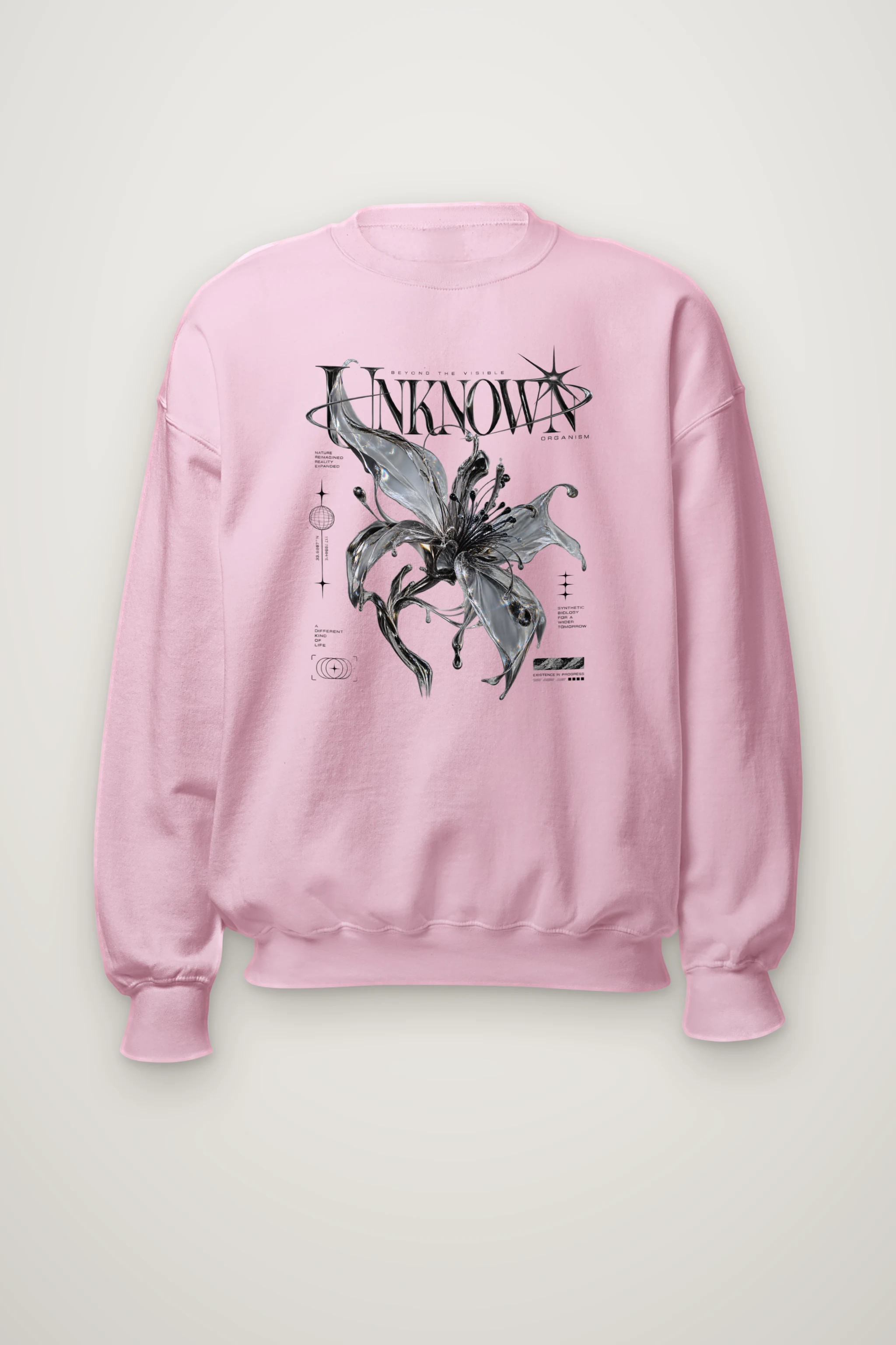 "Unknown Chrome Flower" Heavy Blend Unisex Crewneck Sweatshirt