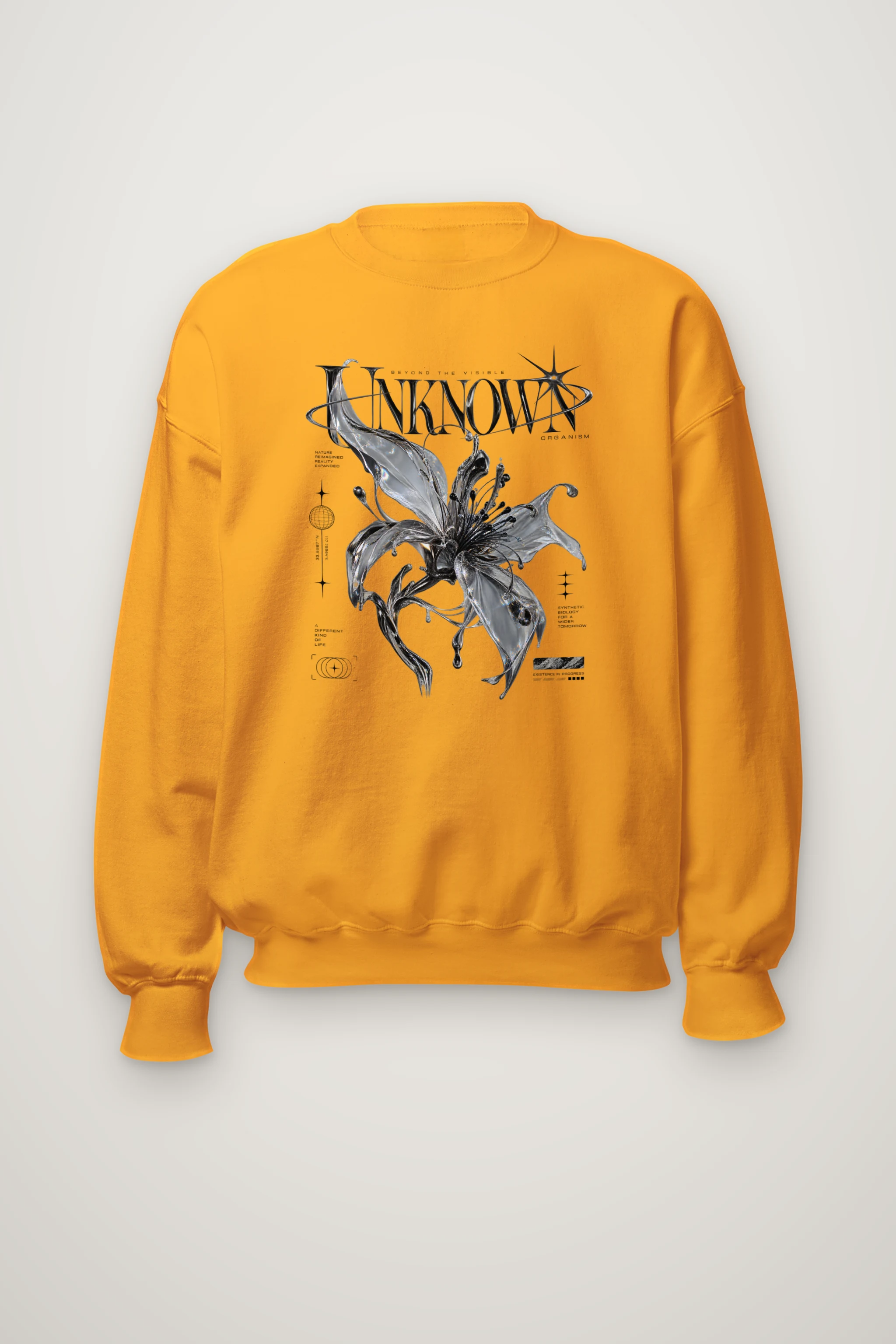 "Unknown Chrome Flower" Heavy Blend Unisex Crewneck Sweatshirt