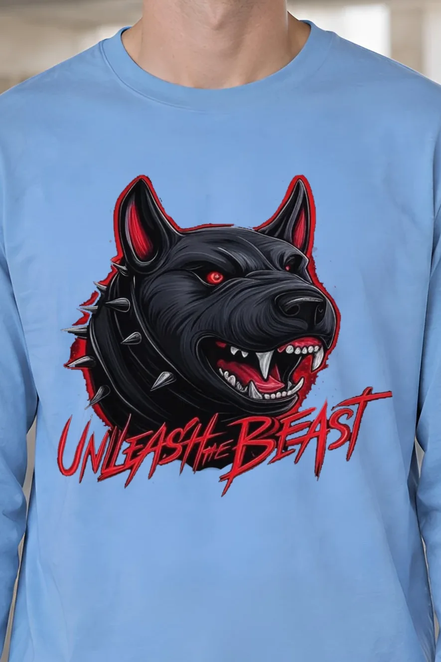"Unleash The Beast" Unisex Longsleeve T-shirt - the graphic up close