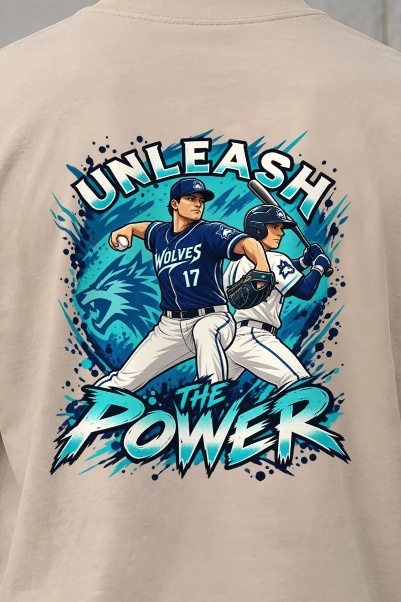 "Unleash The Power" Heavyweight Unisex Crewneck T-shirt - the graphic up close