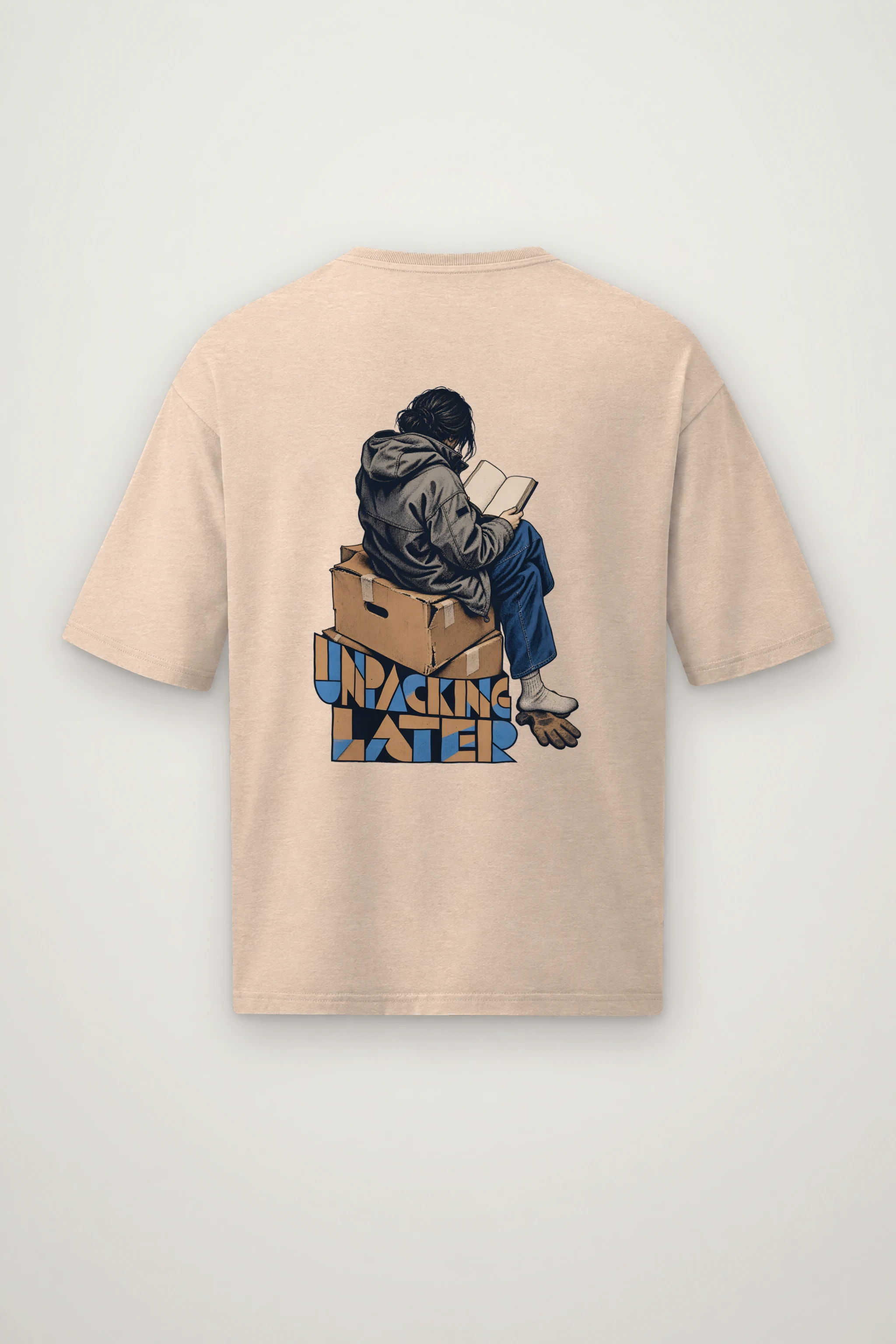 "Unpacking Later" Men's Oversized Heavyweight Crewneck T-Shirt