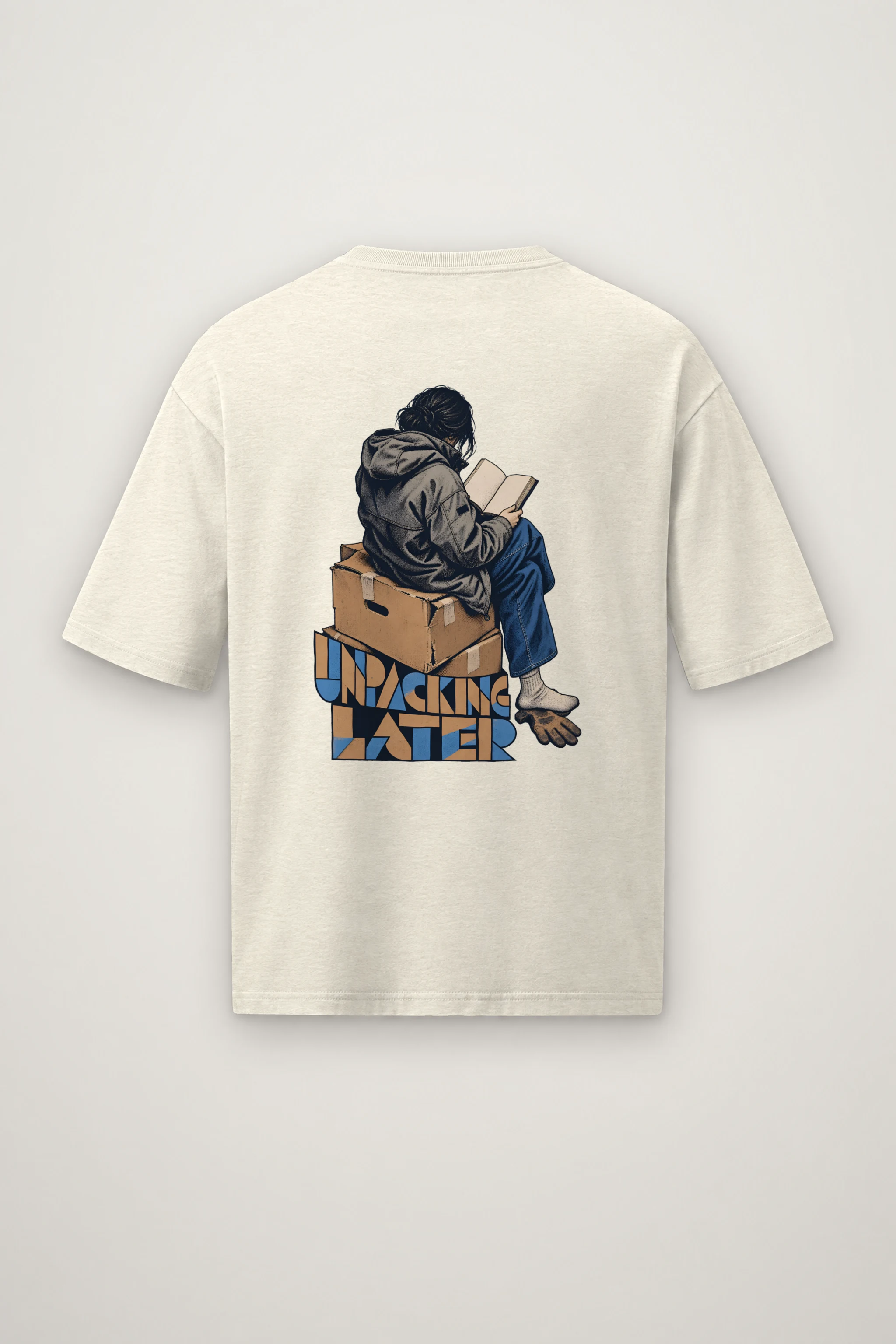 "Unpacking Later" Men's Oversized Heavyweight Crewneck T-Shirt