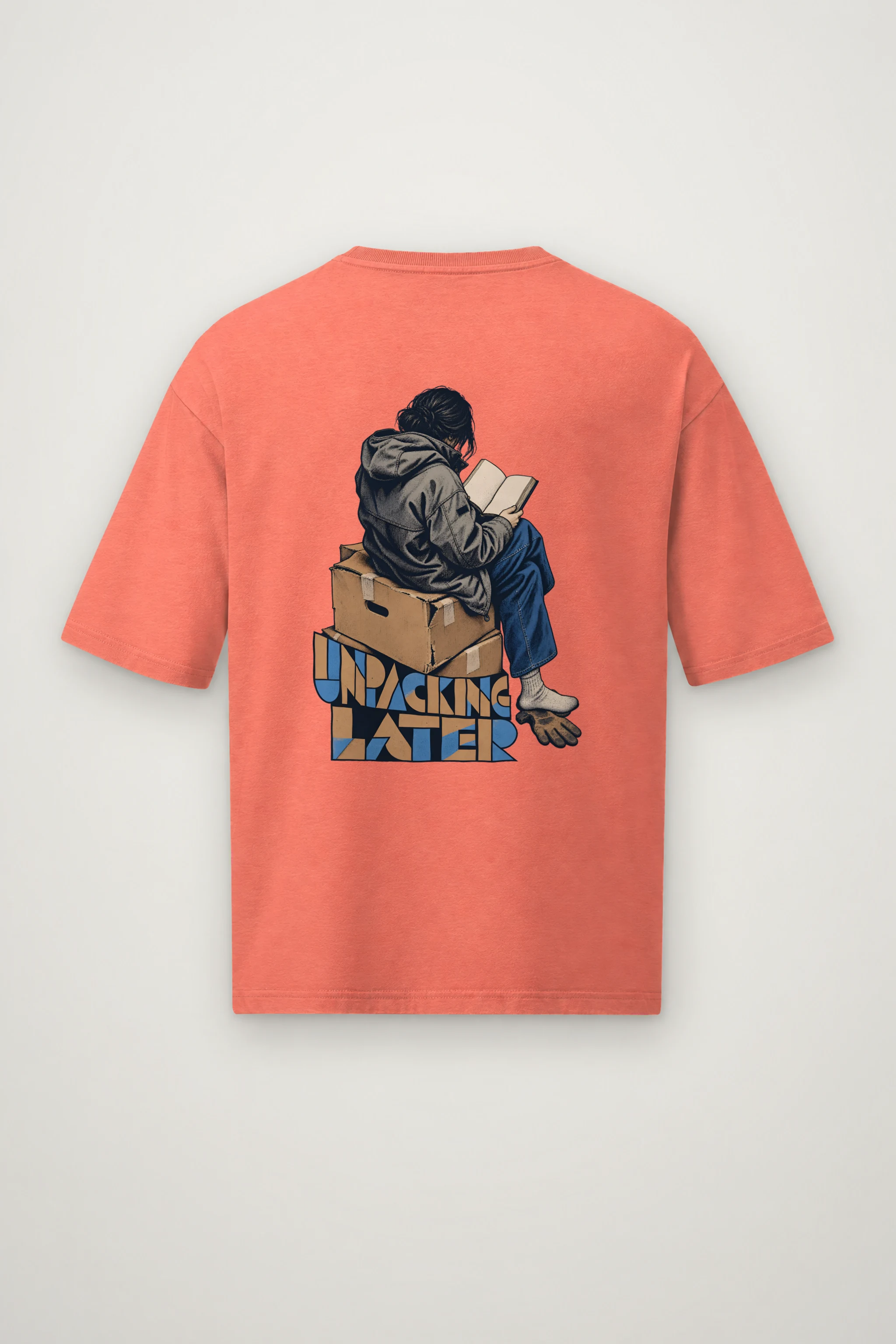 "Unpacking Later" Men's Oversized Heavyweight Crewneck T-Shirt