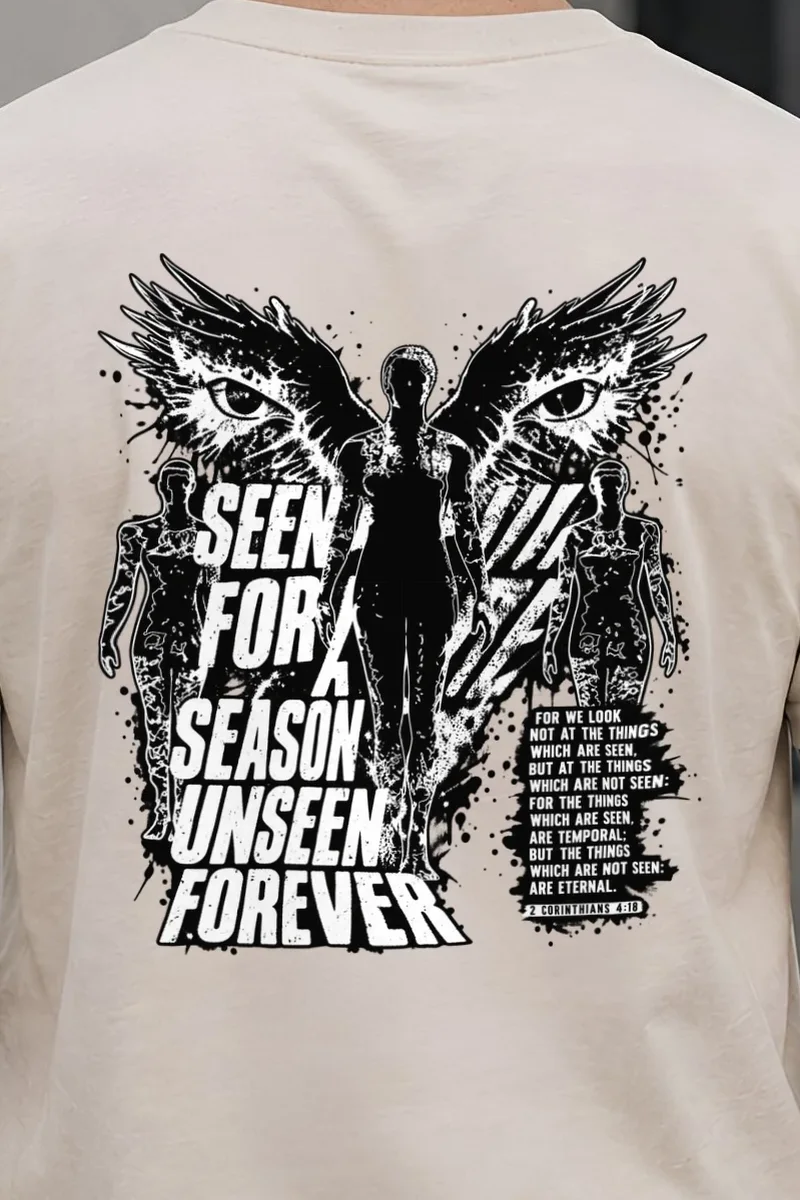 "Unseen Forever" Heavyweight Unisex Crewneck T-shirt - the graphic up close