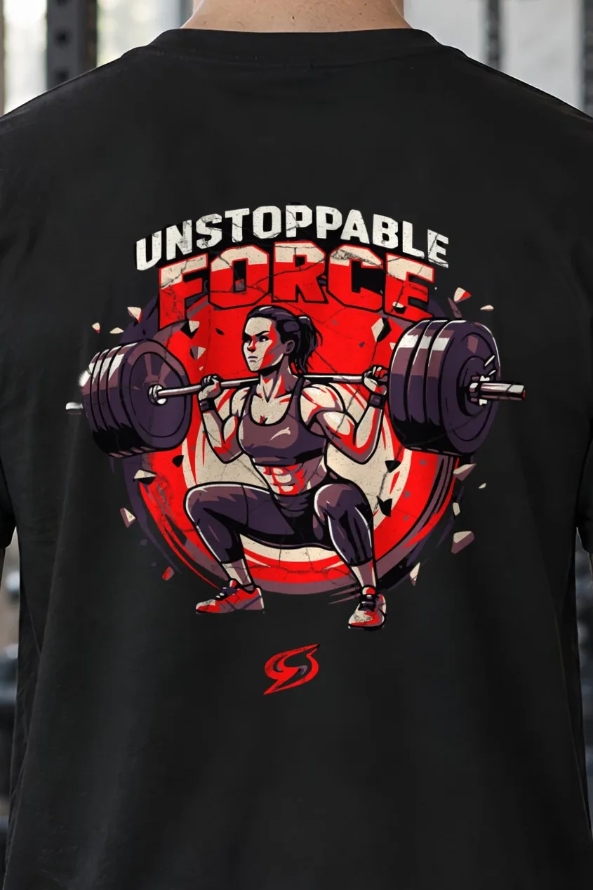 "Unstoppable Force" Heavyweight Unisex Crewneck T-shirt - the graphic up close