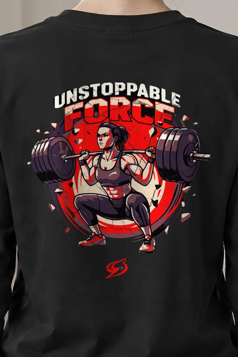 "Unstoppable Force" Unisex Longsleeve T-shirt - the graphic up close