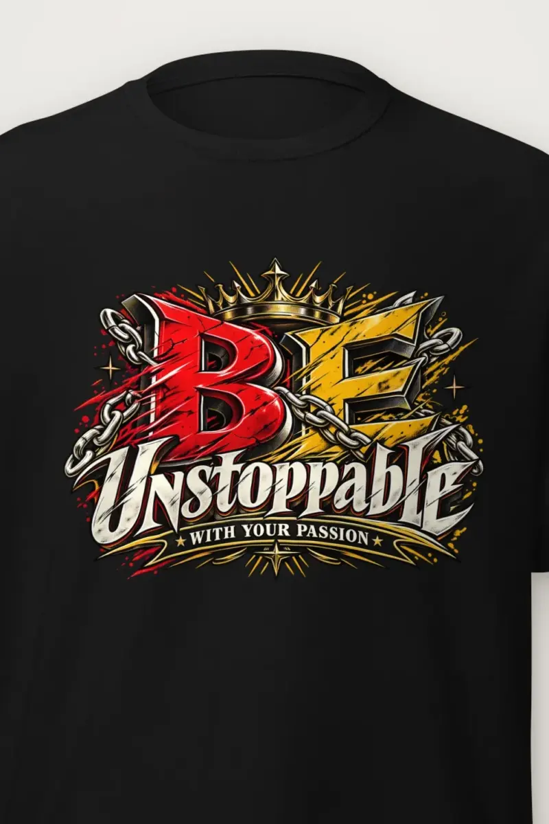 "Be Unstoppable" Heavyweight Unisex Crewneck T-shirt - the graphic up close