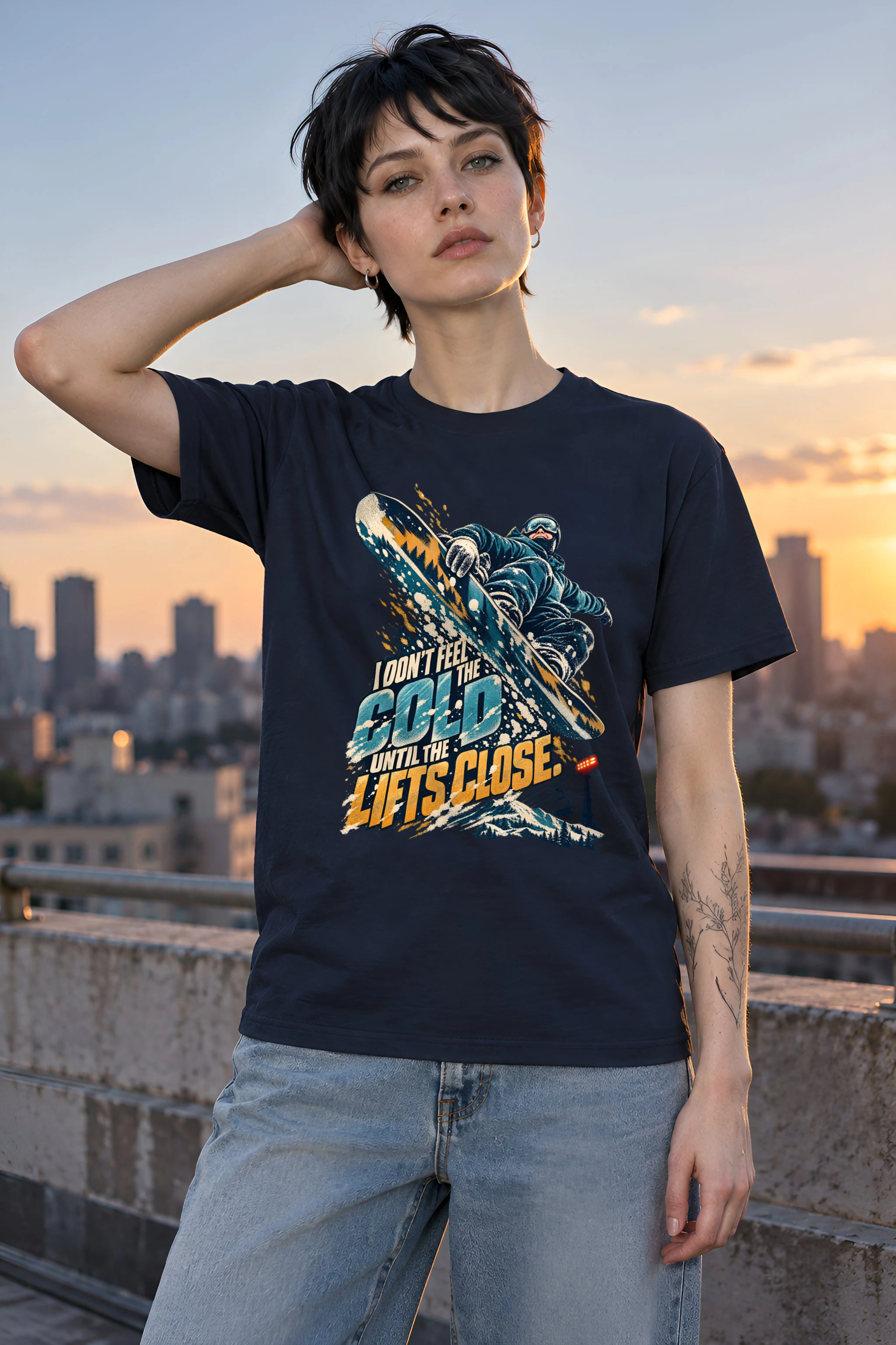 "Until the Lifts Close" Heavyweight Unisex Crewneck T-shirt