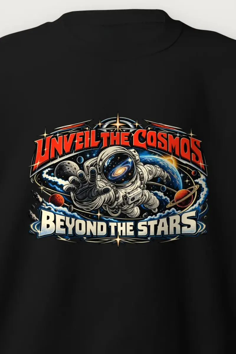 "Unveil The Cosmos" Heavy Blend Unisex Crewneck Sweatshirt - the graphic up close