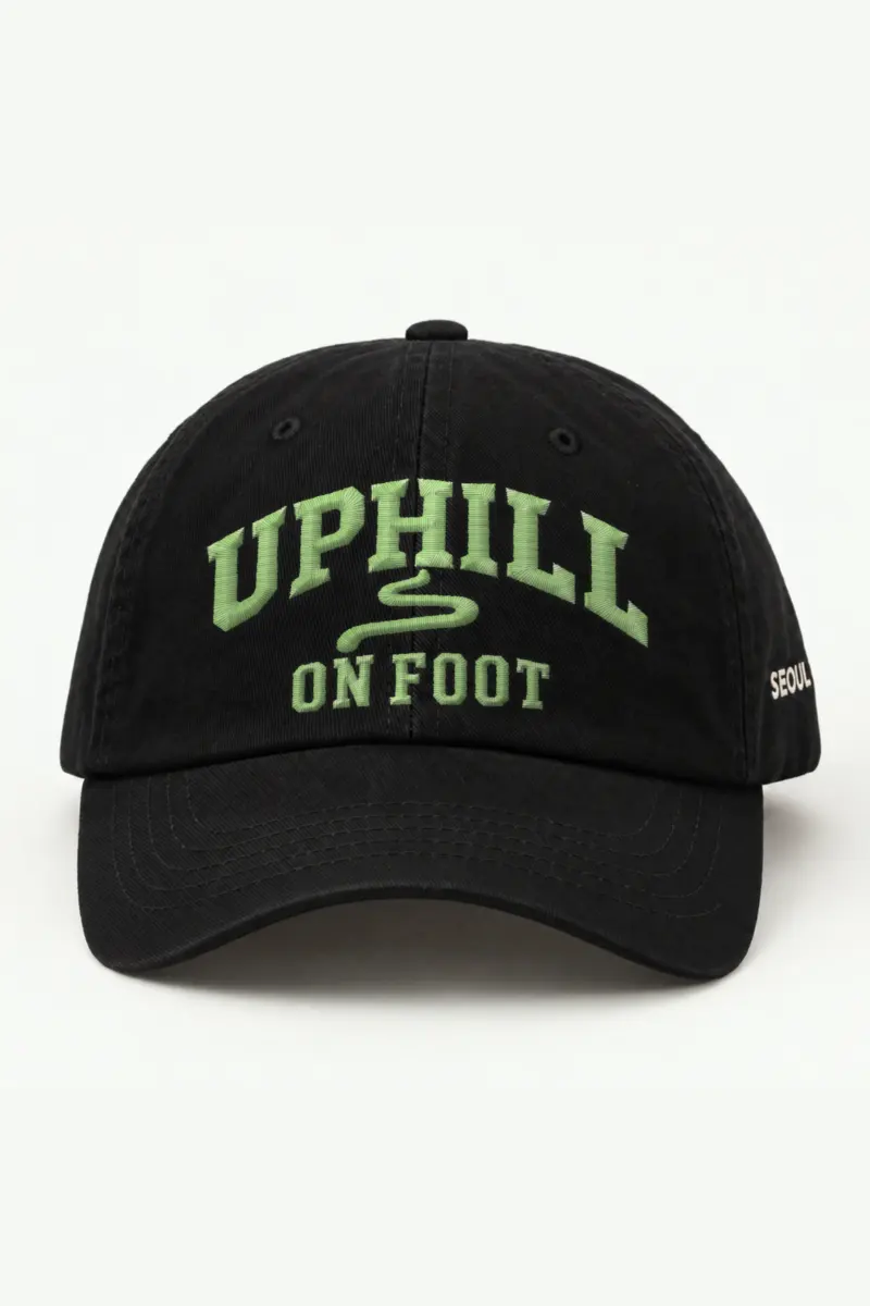 "Uphill on Foot" Classic Dad Hat · Embroidered — black/cap-front