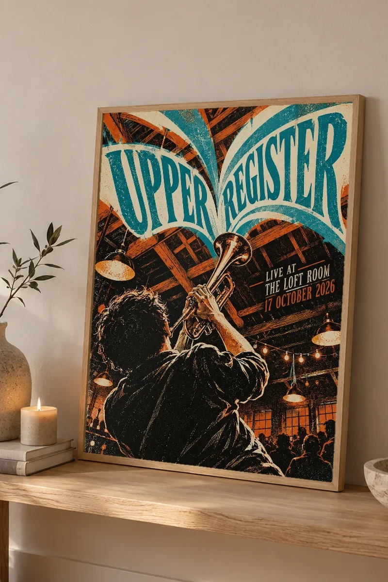 "Upper Register" Premium Wooden Framed Poster - the graphic up close