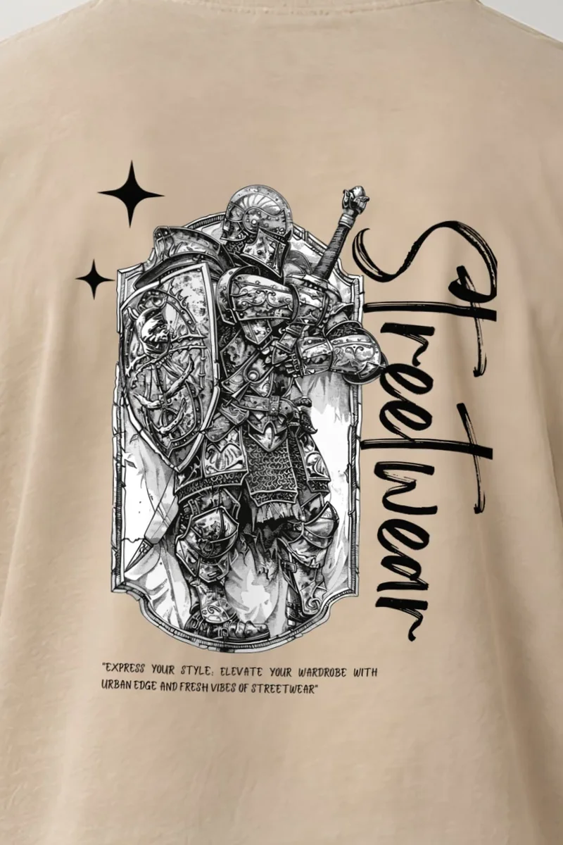 "Urban Knight" Heavyweight Unisex Crewneck T-shirt - the graphic up close