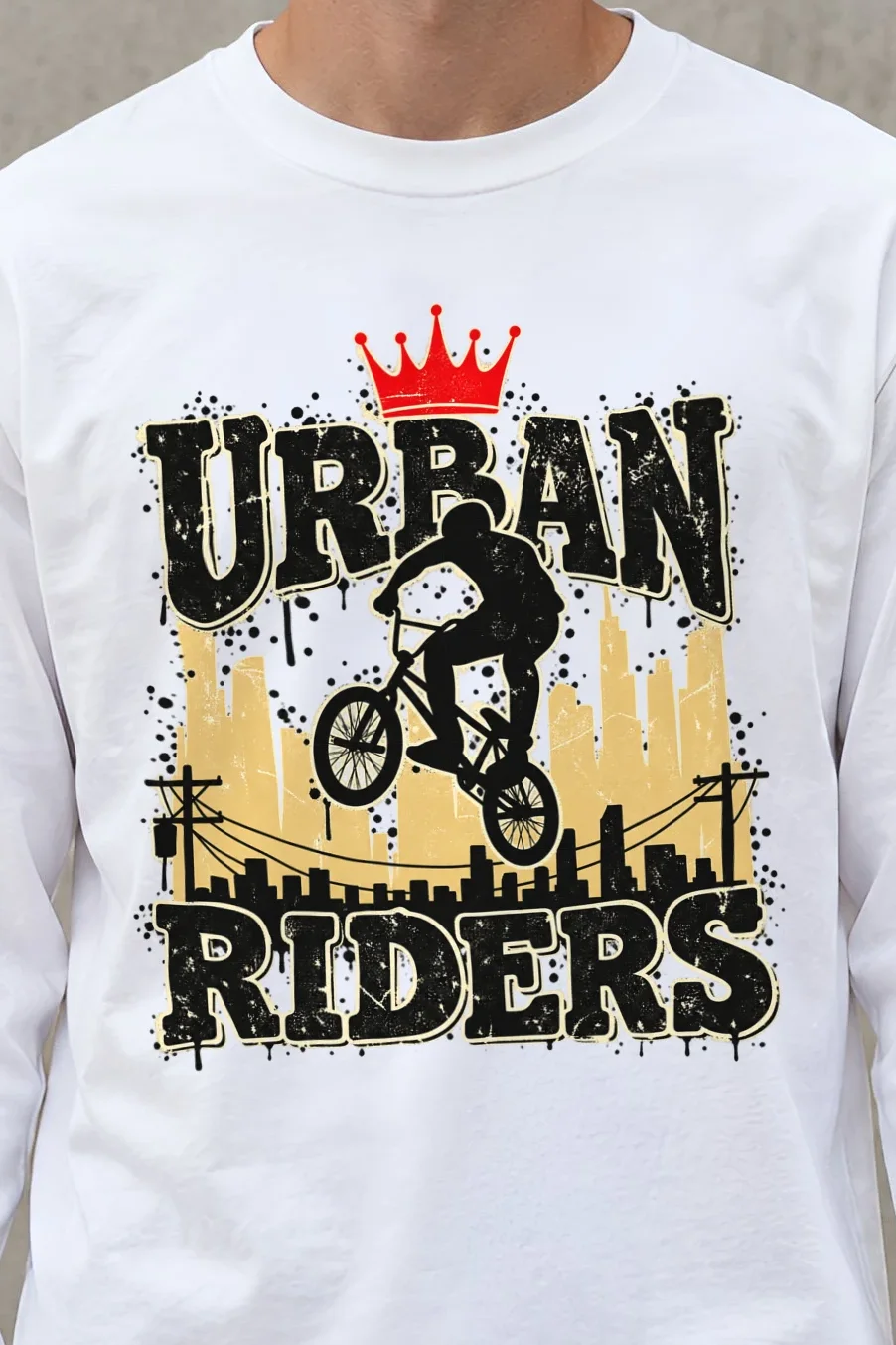 "Urban Riders" Unisex Longsleeve T-shirt - the graphic up close