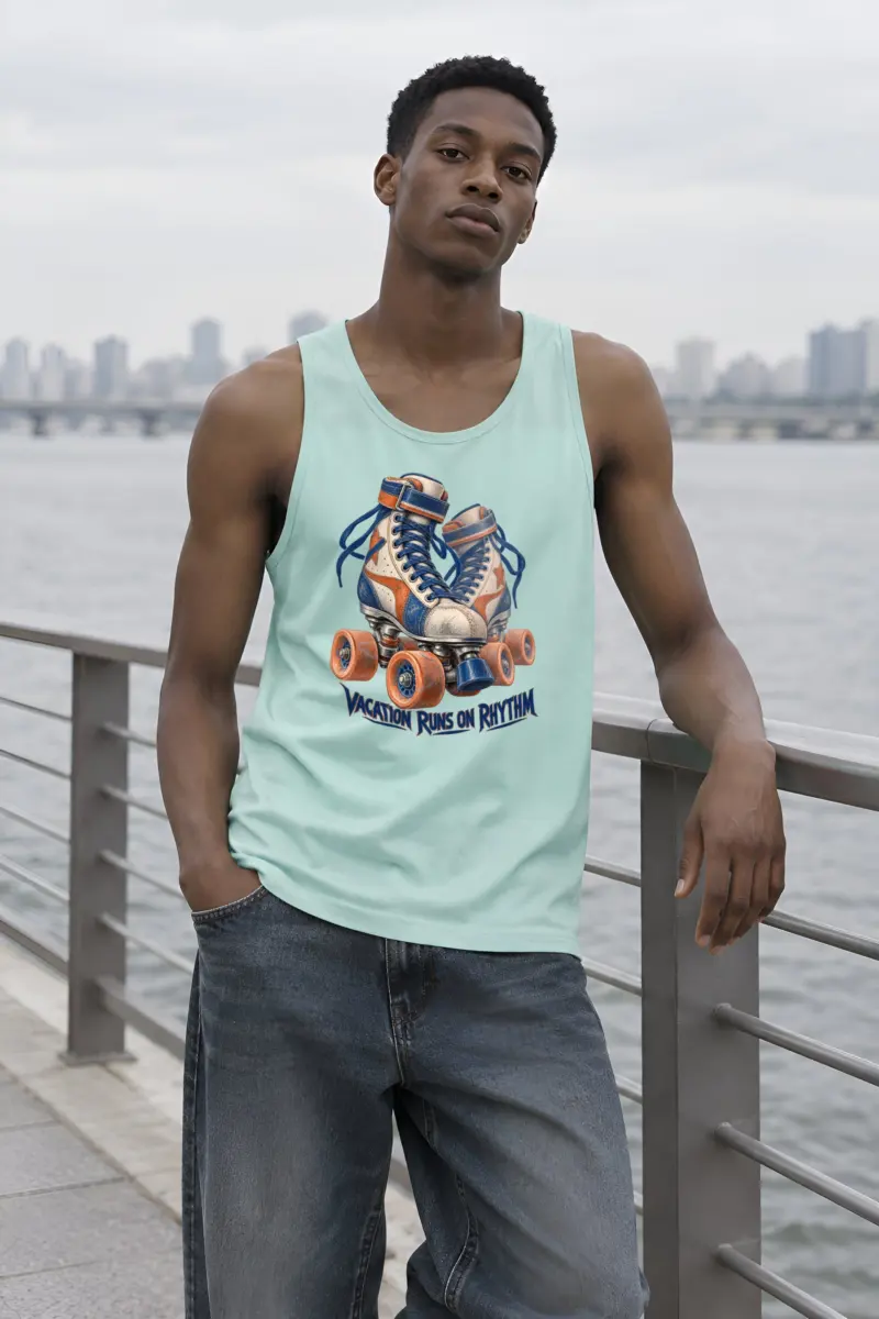 “Vacation Runs on Rhythm” Unisex Jersey Tank