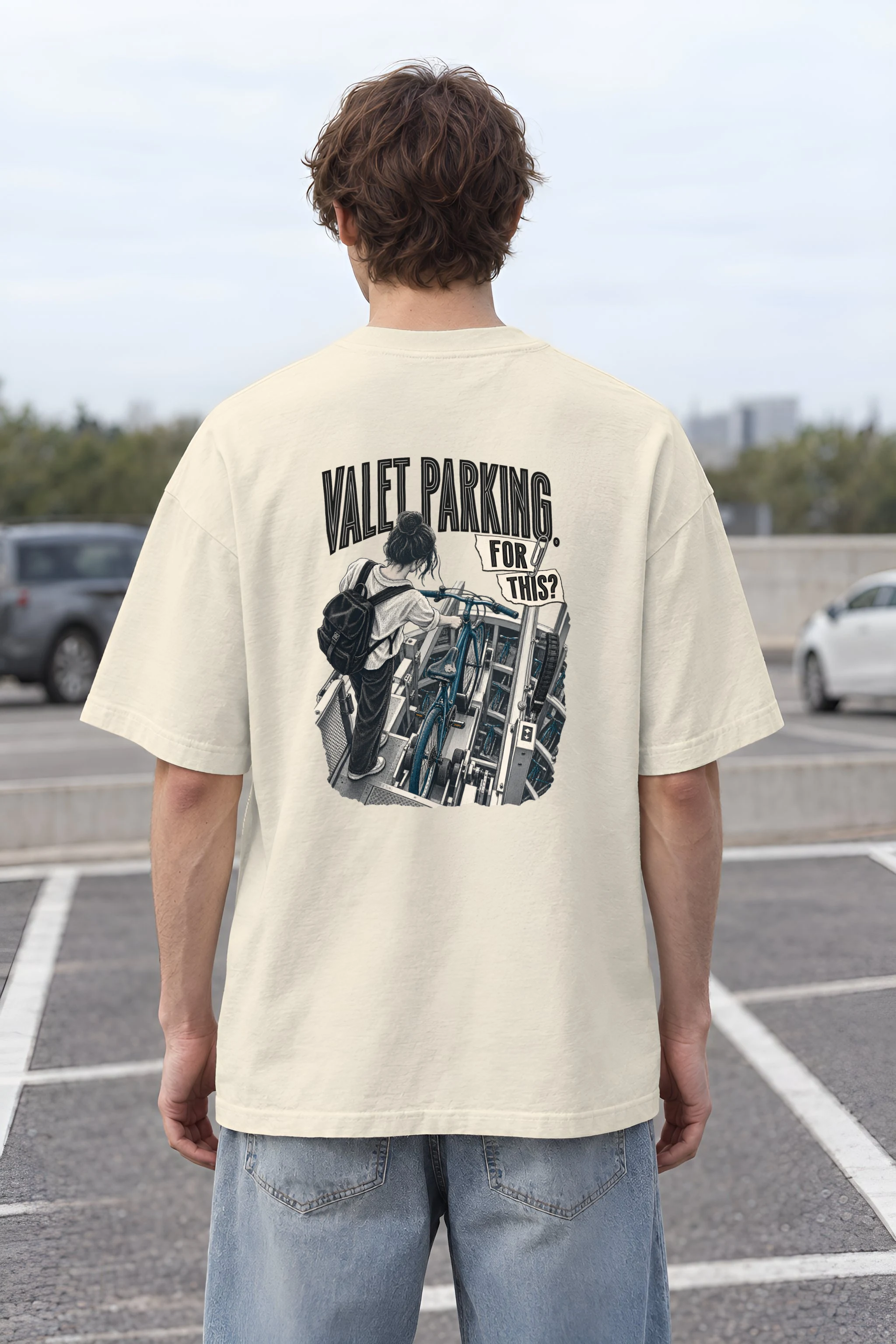 "Valet Parking For This" Men's Oversized Heavyweight Crewneck T-Shirt
