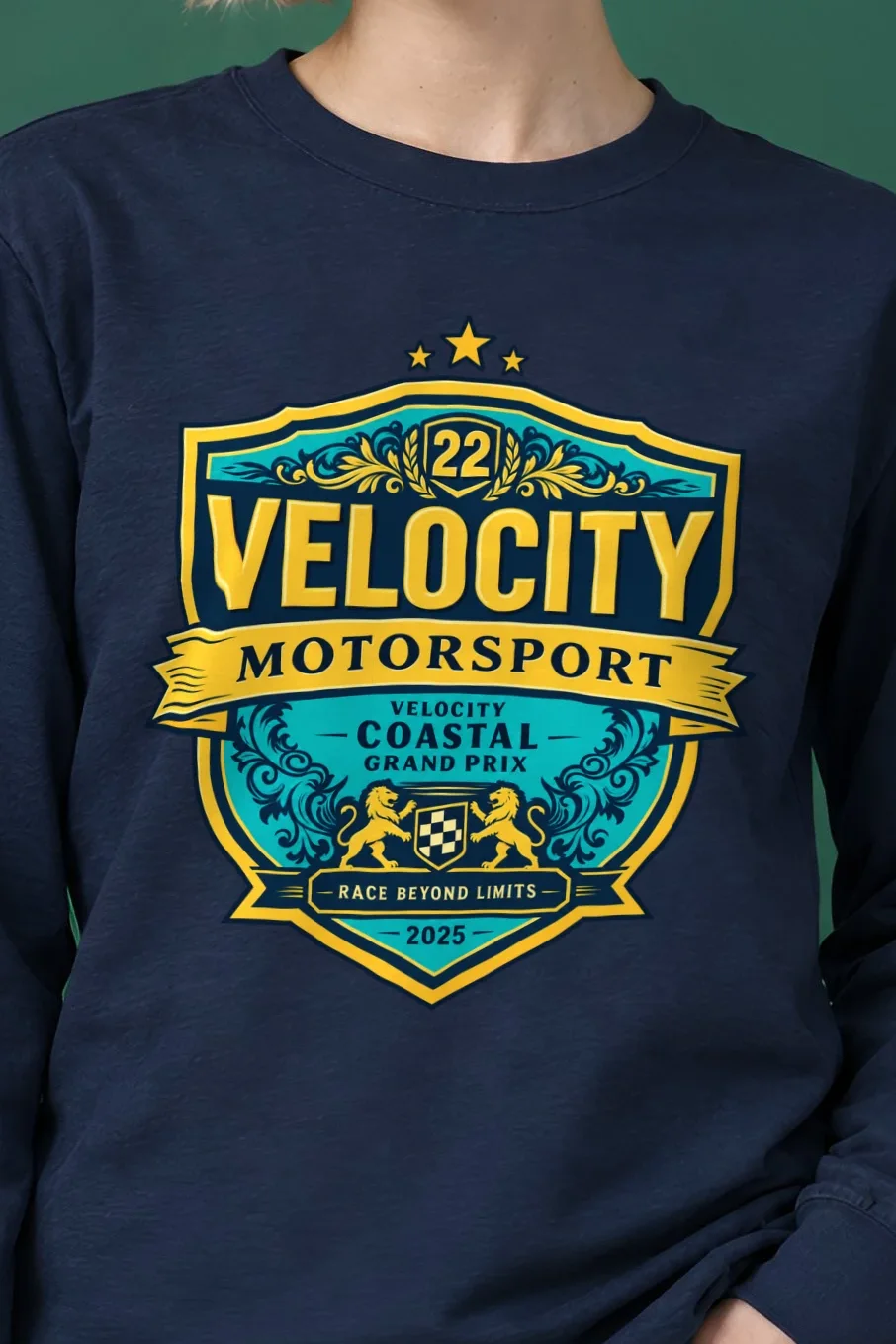 "Velocity Coastal Grand Prix" Unisex Longsleeve T-shirt - the graphic up close