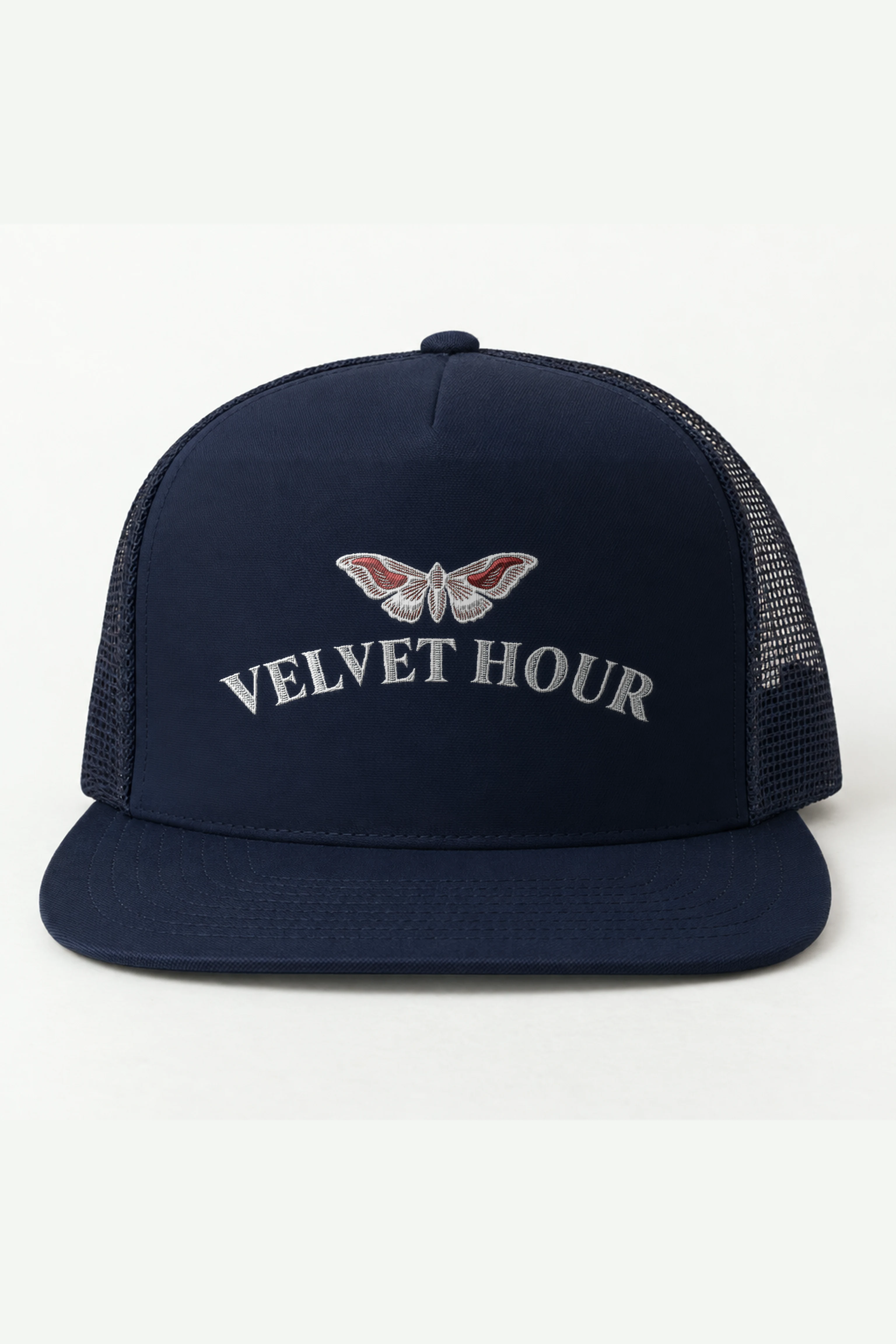 "Velvet Hour" 5 Panel Trucker Cap · Embroidered