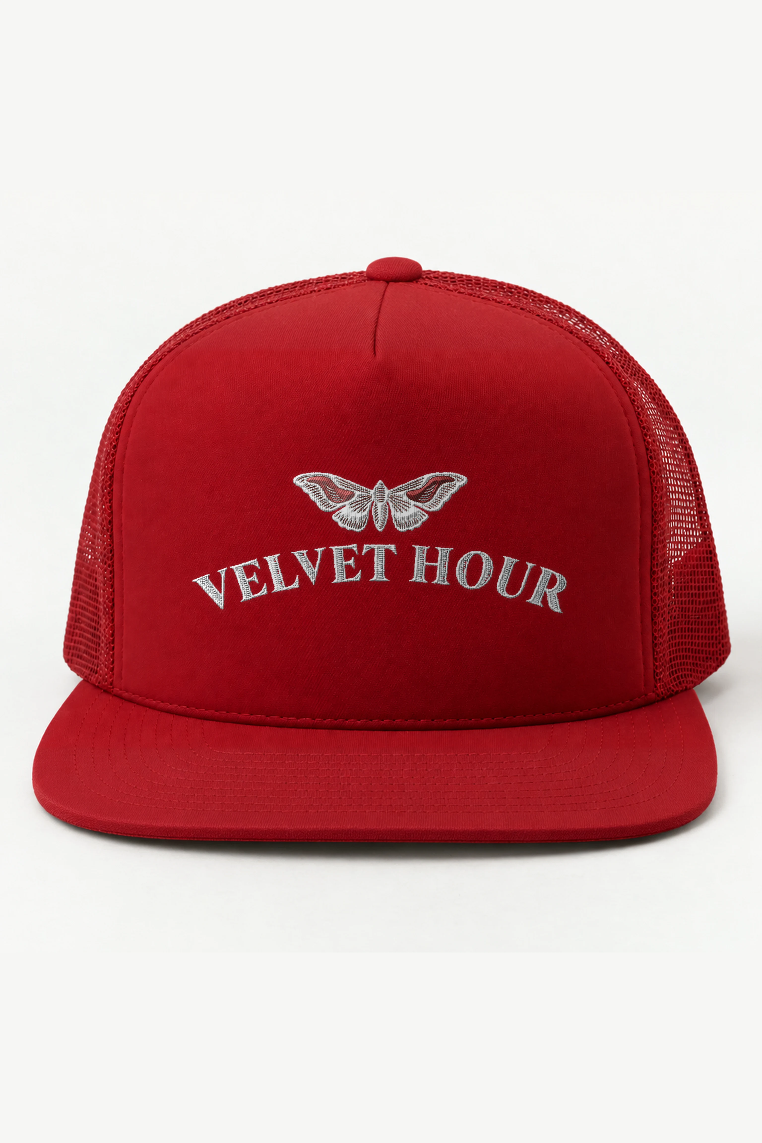 "Velvet Hour" 5 Panel Trucker Cap · Embroidered