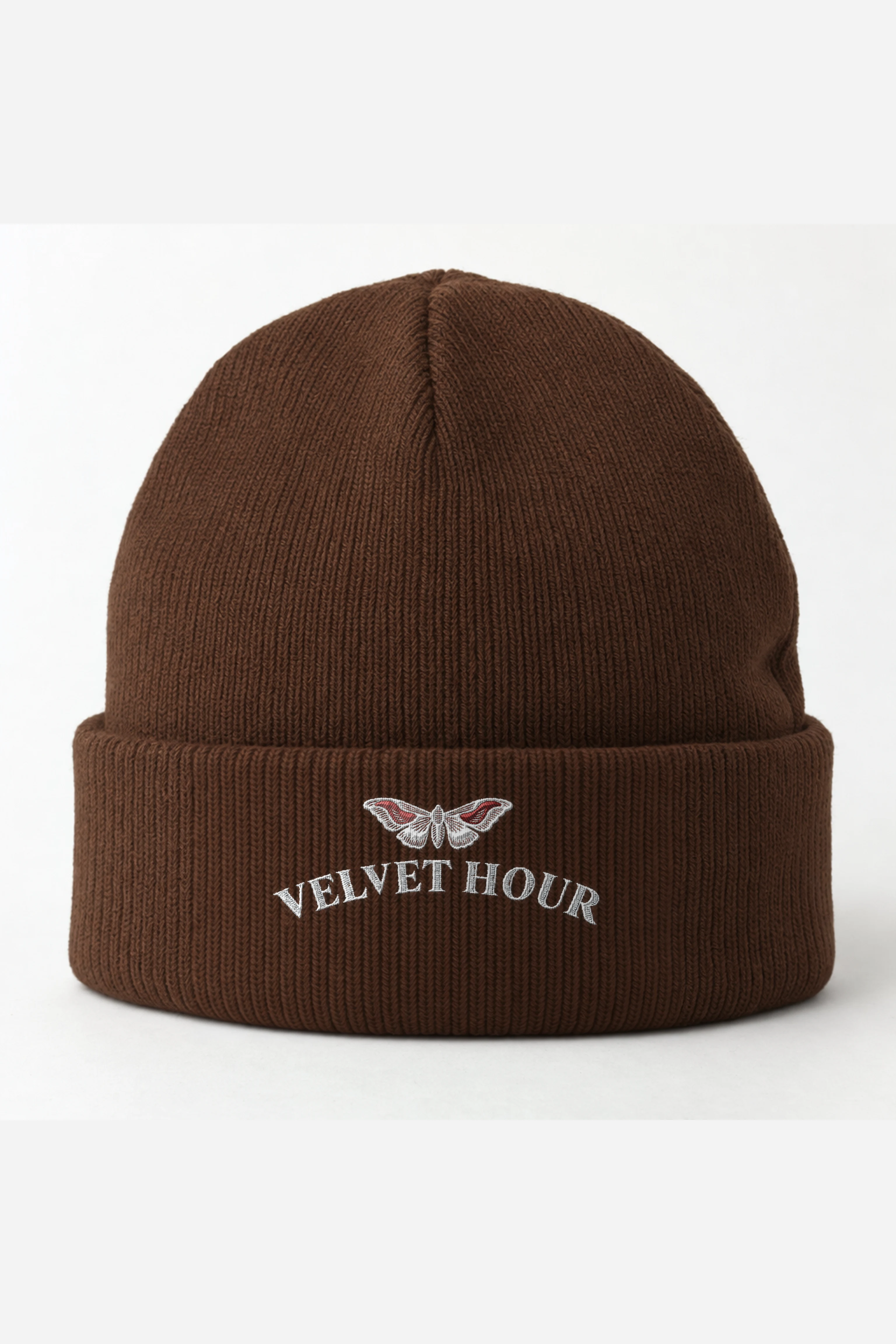 "Velvet Hour" Cuffed Beanie · Embroidered