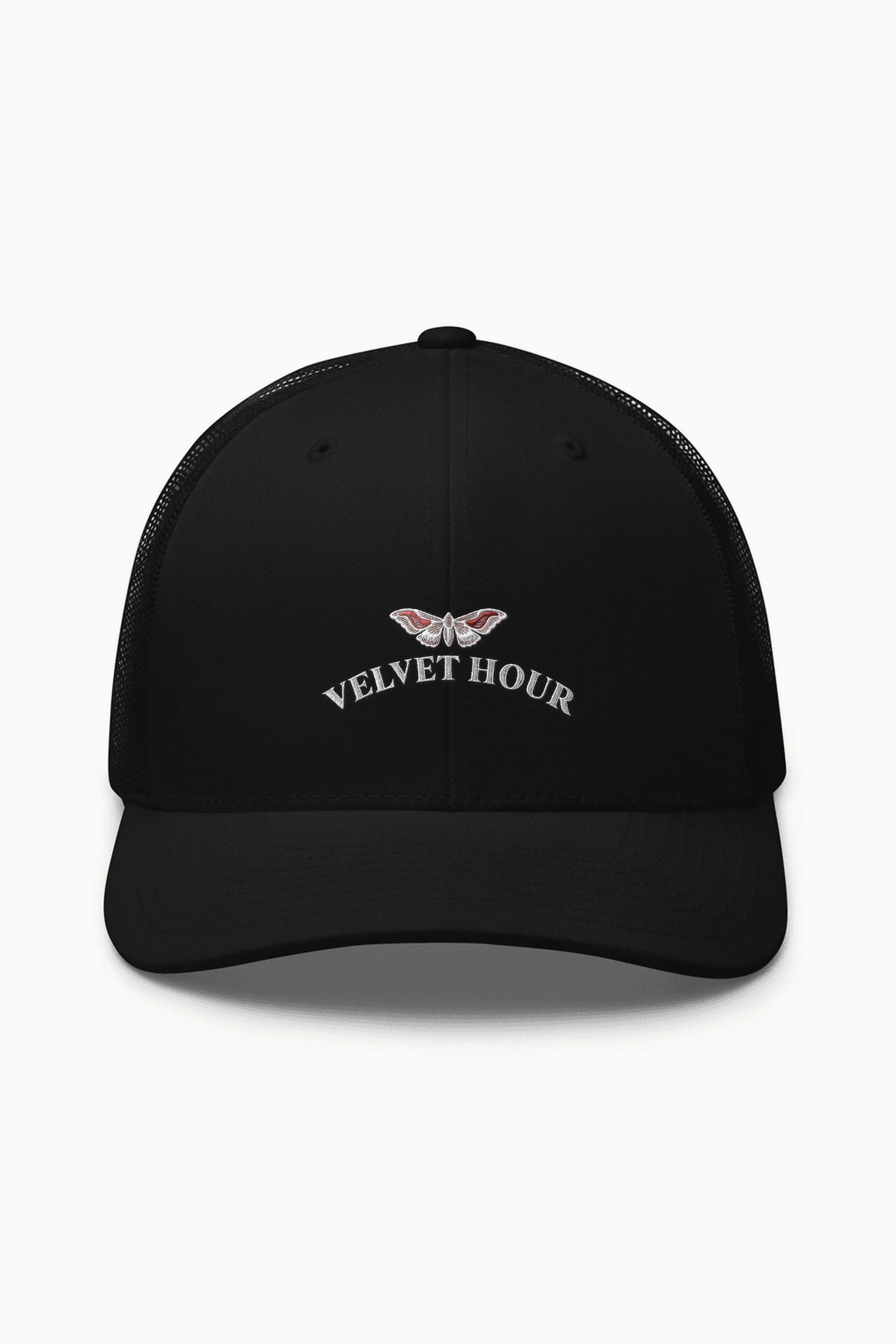 "Velvet Hour" Retro Trucker Cap · Embroidered