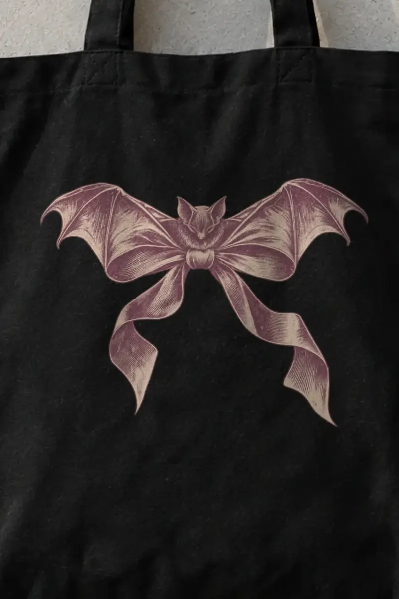 "Velvet Wing Bat" Classic Cotton Tote Bag - the graphic up close