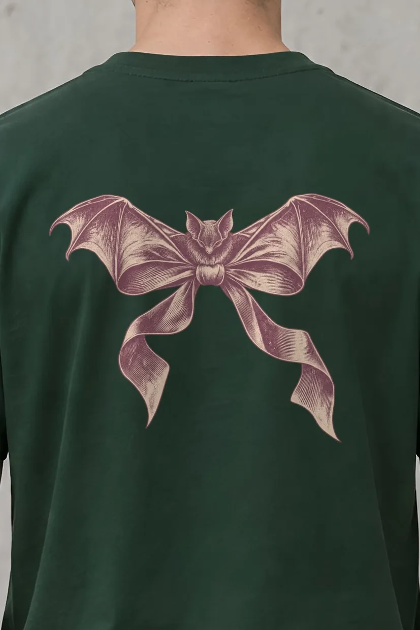 "Velvet Wings" Heavyweight Unisex Crewneck T-shirt - the graphic up close