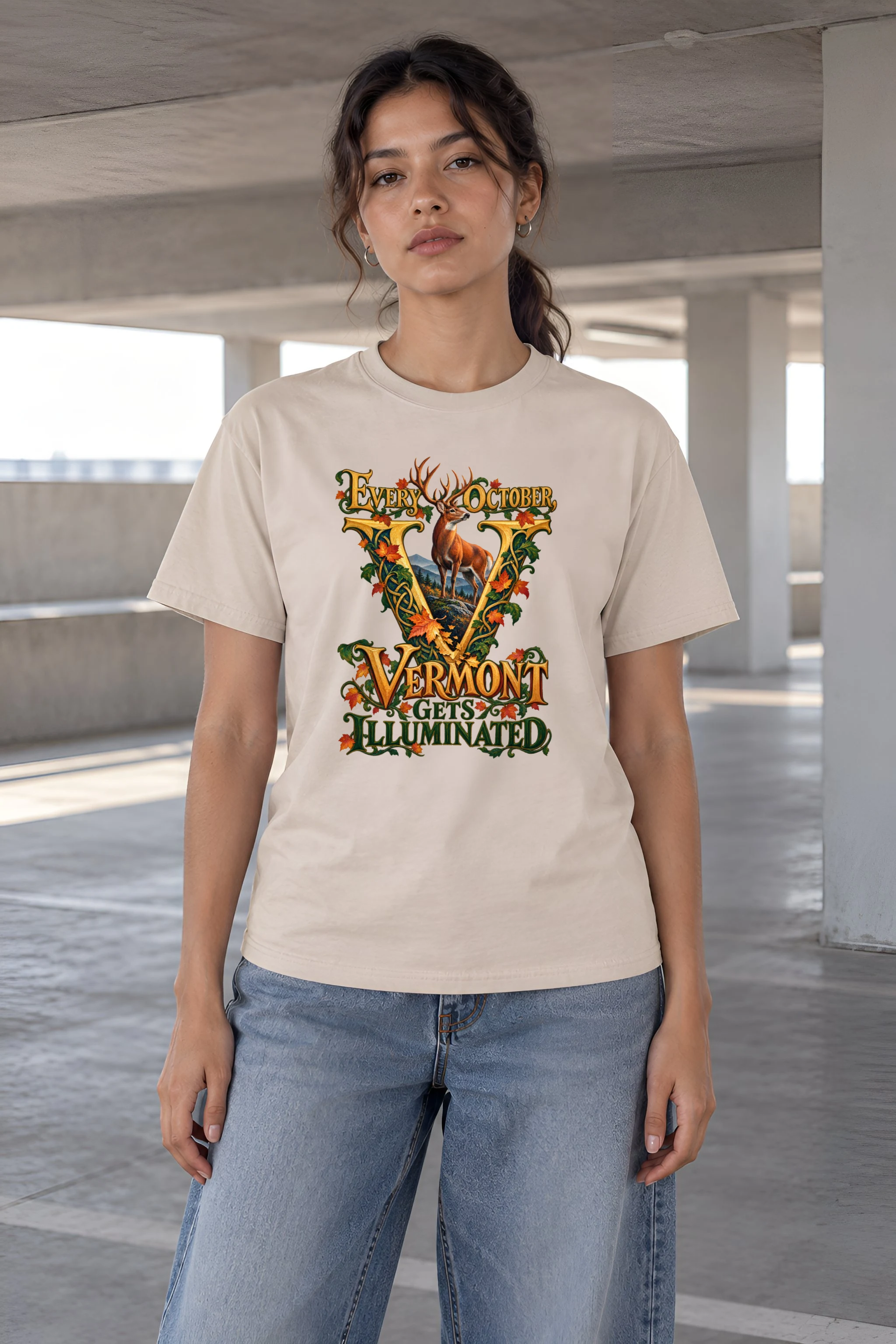 "Vermont Gets Illuminated" Heavyweight Unisex Crewneck T-shirt
