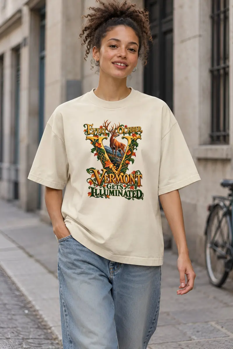 "Vermont Gets Illuminated" Unisex Oversized Heavyweight Crewneck T-Shirt