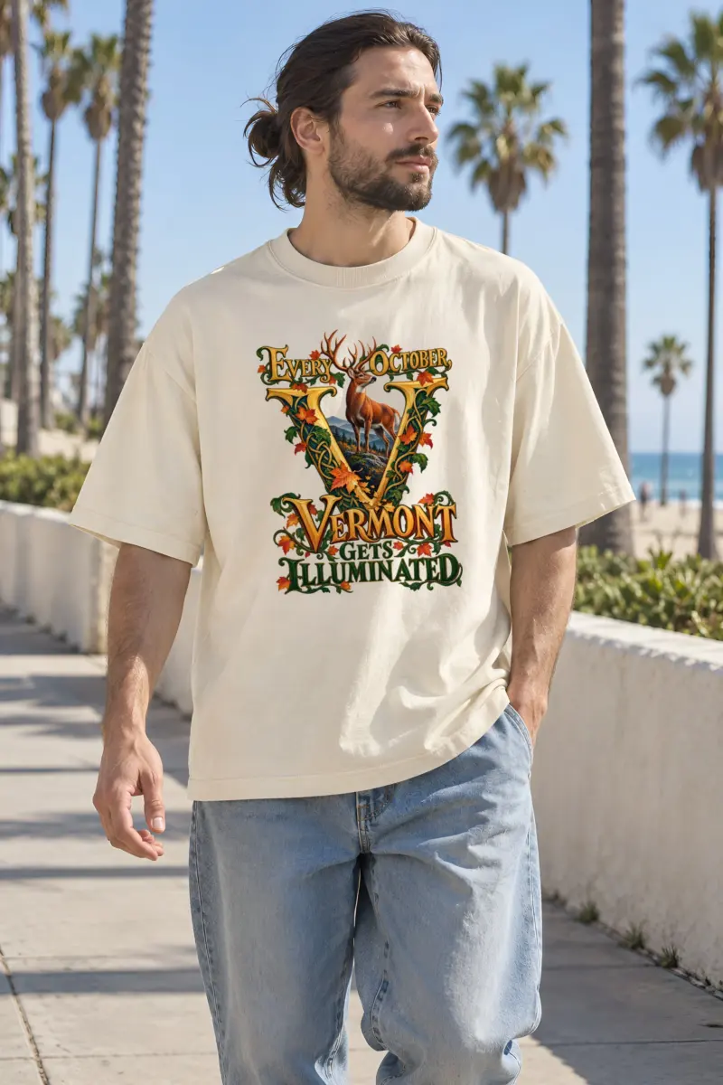 "Vermont Gets Illuminated" Unisex Oversized Heavyweight Crewneck T-Shirt