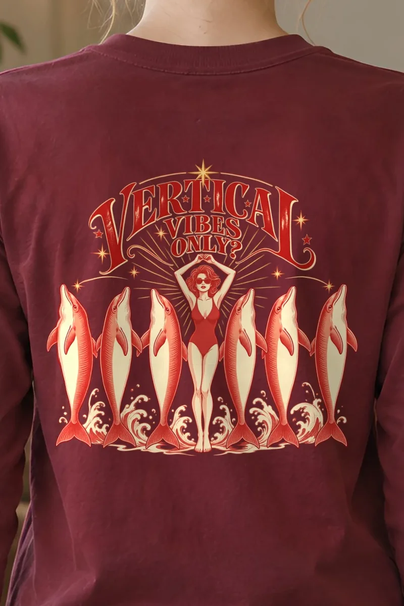 "Vertical Vibes Only" Unisex Longsleeve T-shirt - the graphic up close