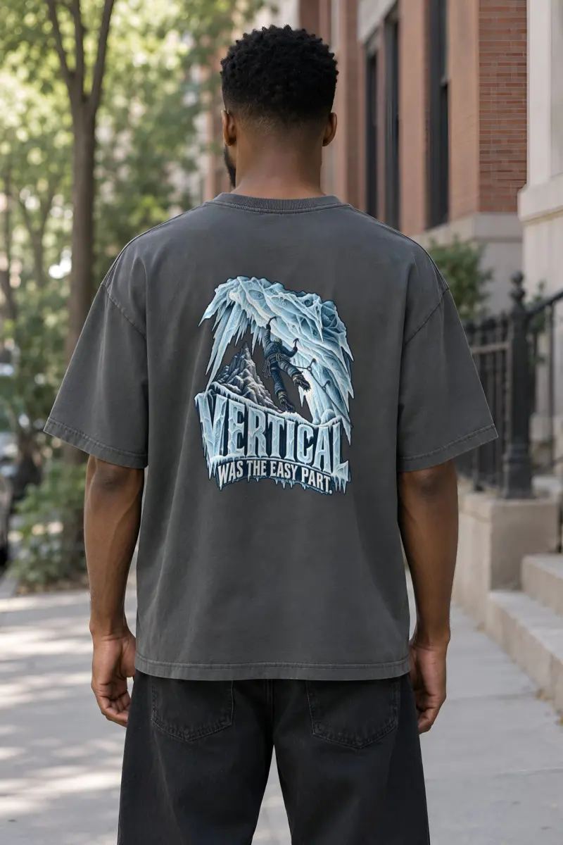 "Vertical Was the Easy Part" Unisex Oversized Heavyweight Crewneck T-Shirt