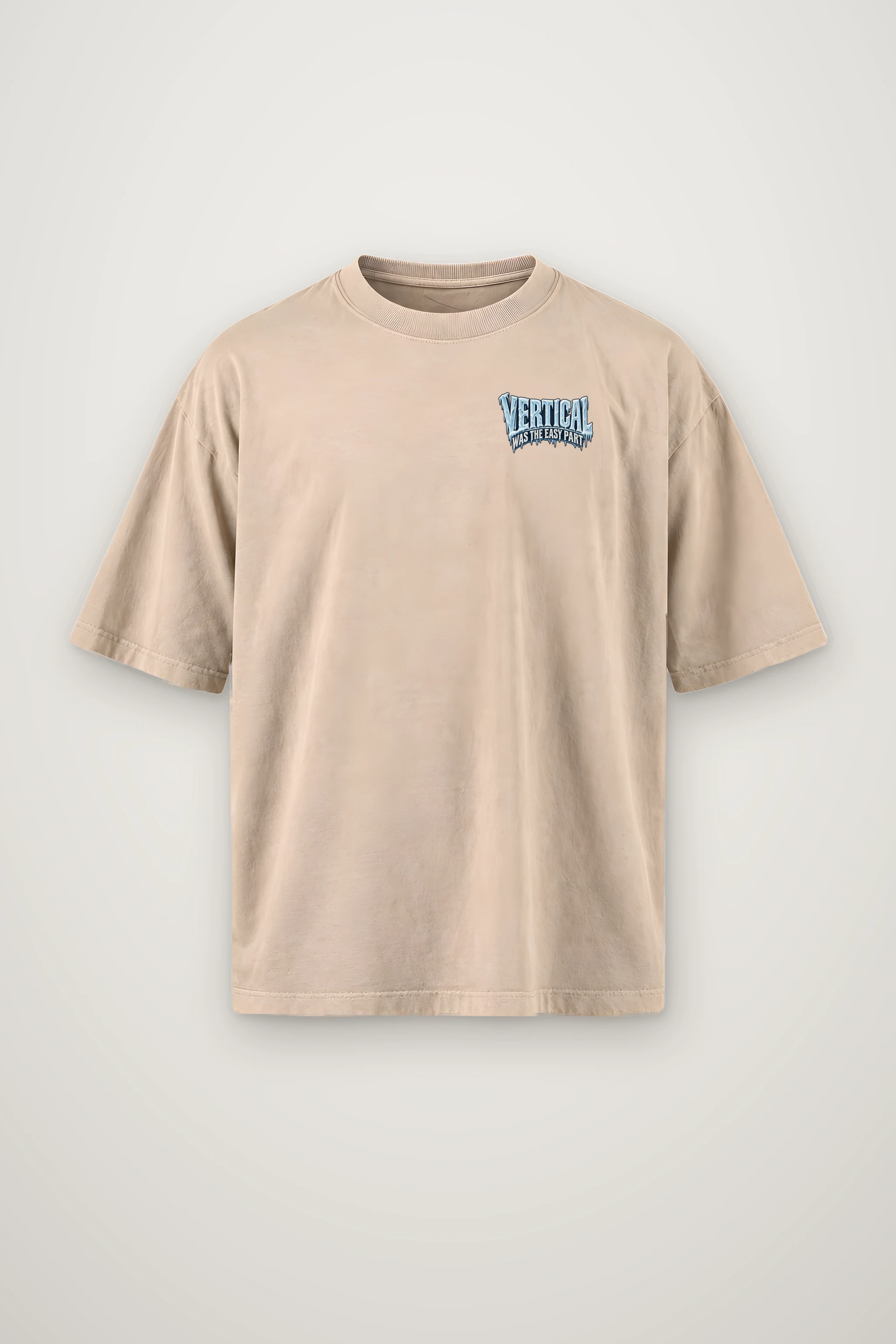 "Vertical Was the Easy Part" Men's Oversized Heavyweight Crewneck T-Shirt