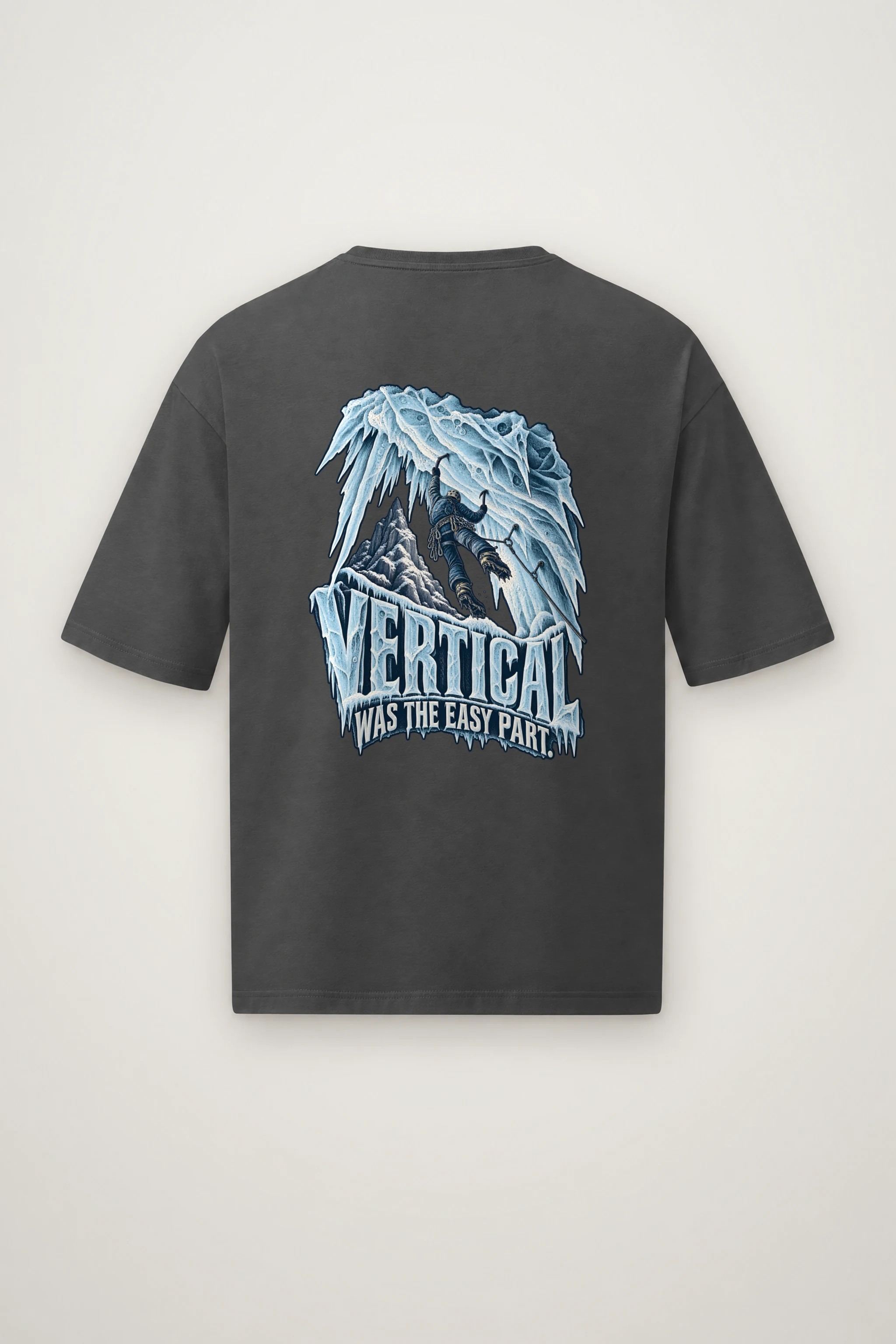 "Vertical Was the Easy Part" Men's Oversized Heavyweight Crewneck T-Shirt