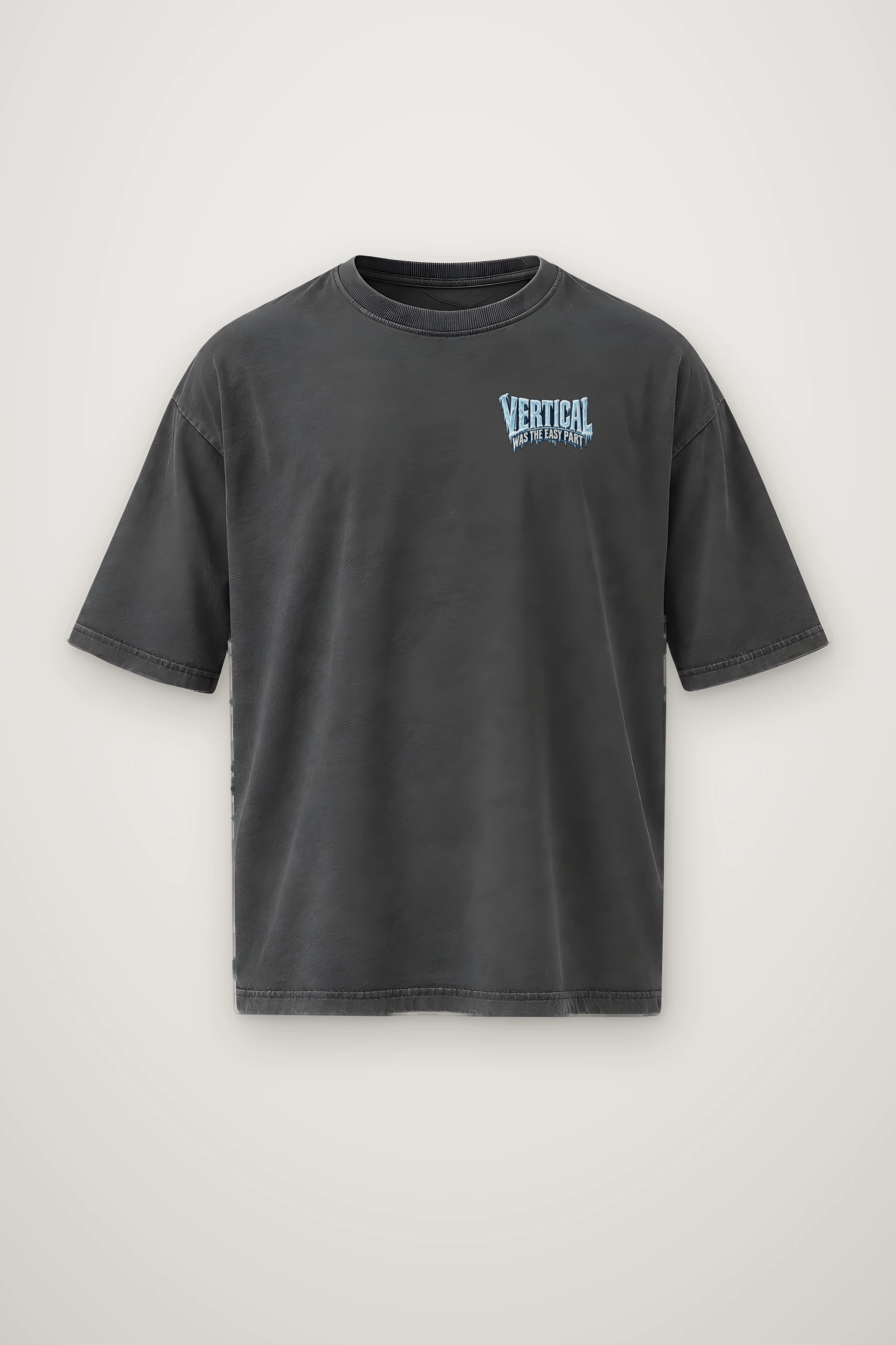 "Vertical Was the Easy Part" Men's Oversized Heavyweight Crewneck T-Shirt