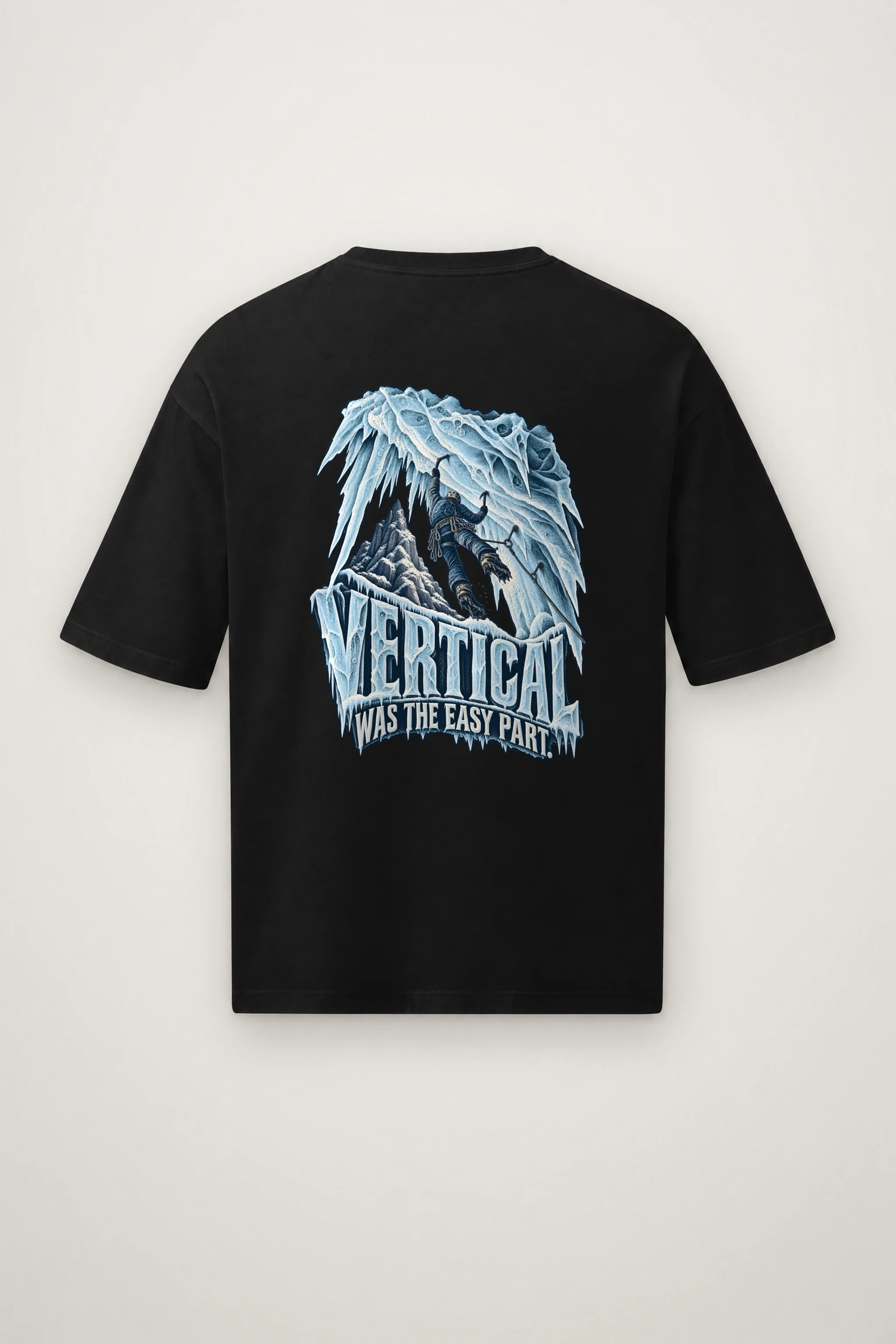 "Vertical Was the Easy Part" Men's Oversized Heavyweight Crewneck T-Shirt