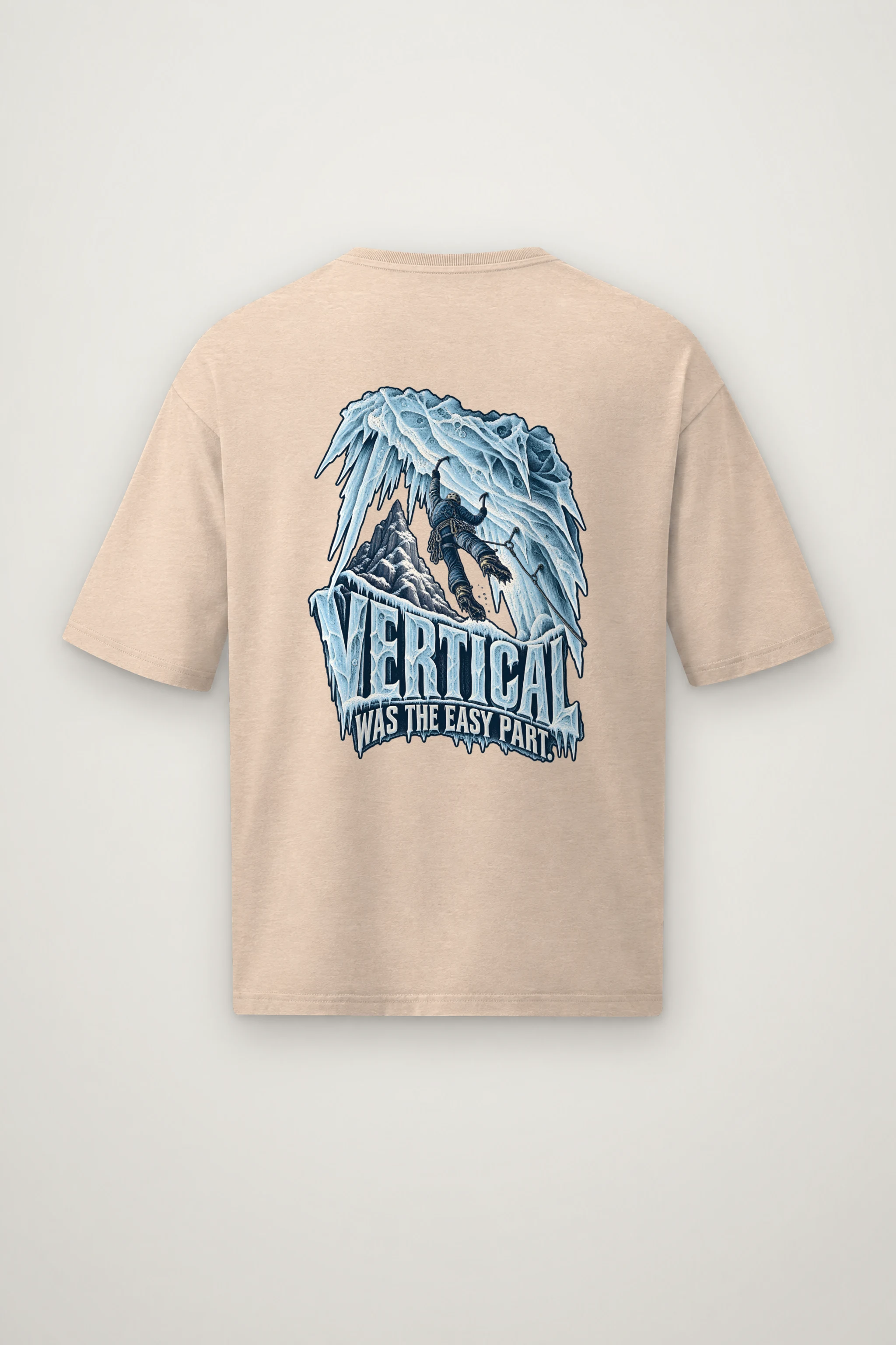 "Vertical Was the Easy Part" Men's Oversized Heavyweight Crewneck T-Shirt