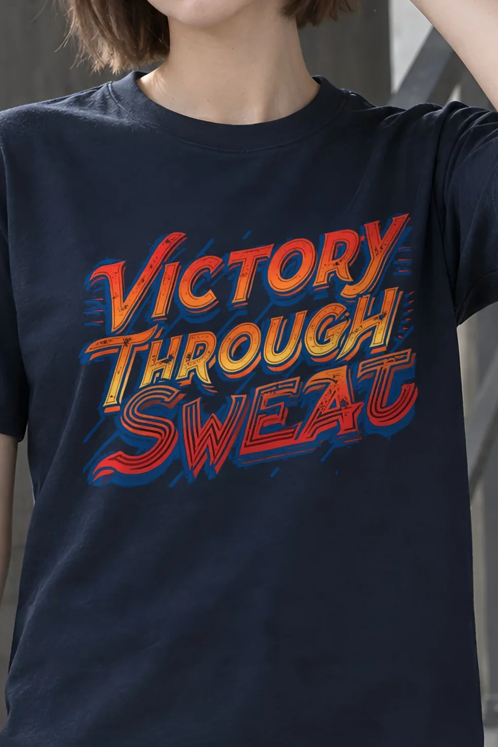 "Stacked Speed Lettering" Heavyweight Unisex Crewneck T-shirt - the graphic up close