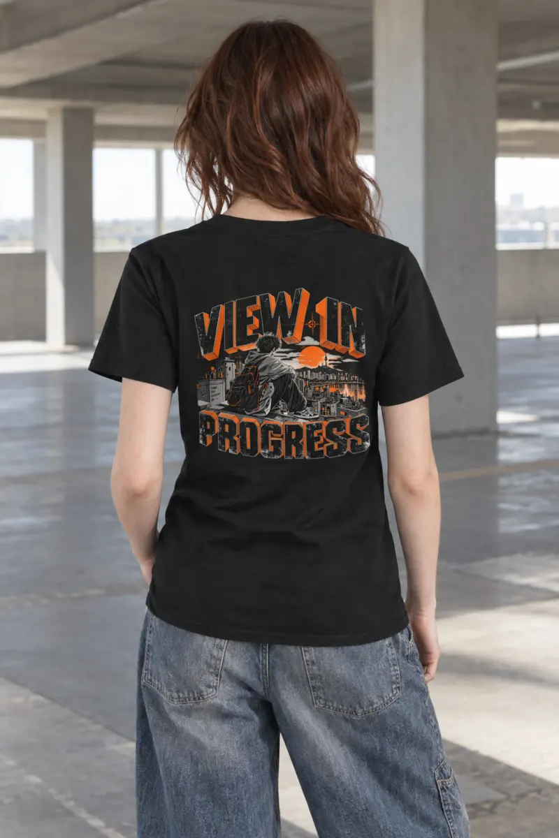 "View In Progress" Heavyweight Unisex Crewneck T-shirt