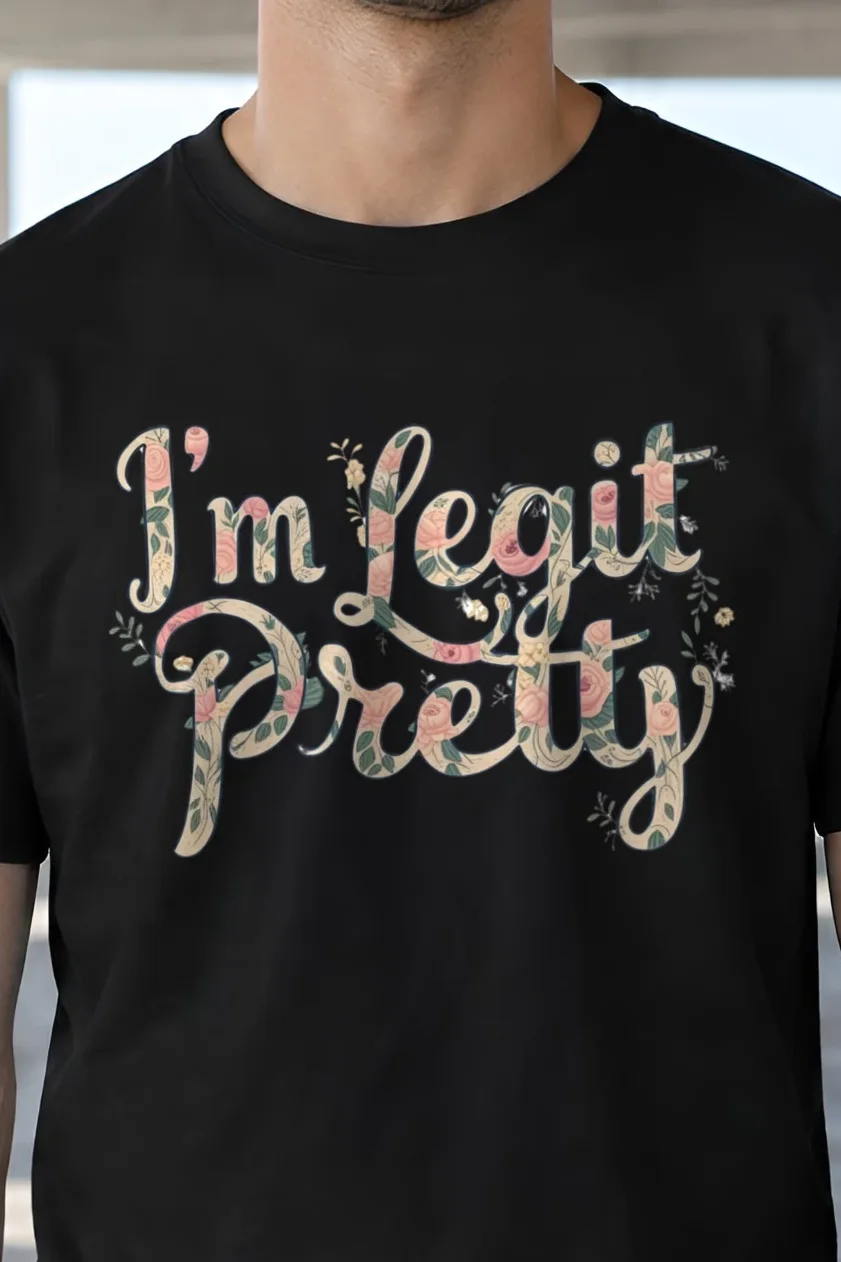 "Vintage Floral Lettering" Heavyweight Unisex Crewneck T-shirt - the graphic up close
