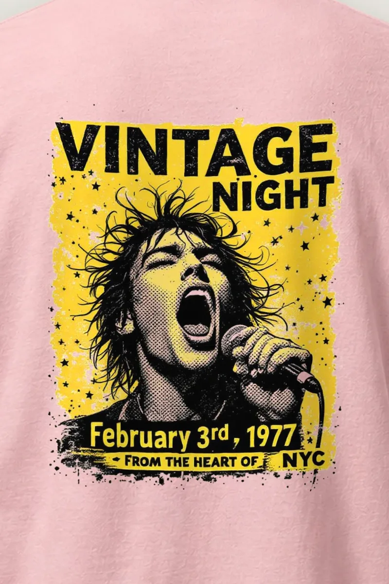 "Vintage Night NYC" Heavyweight Unisex Crewneck T-shirt