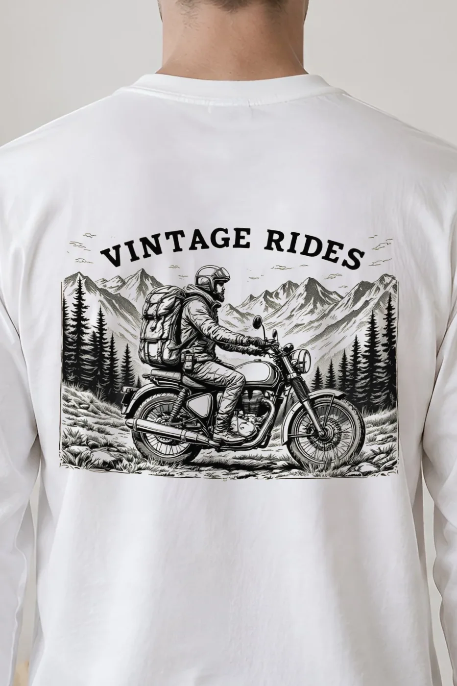 "Vintage Rides" Unisex Longsleeve T-shirt - the graphic up close