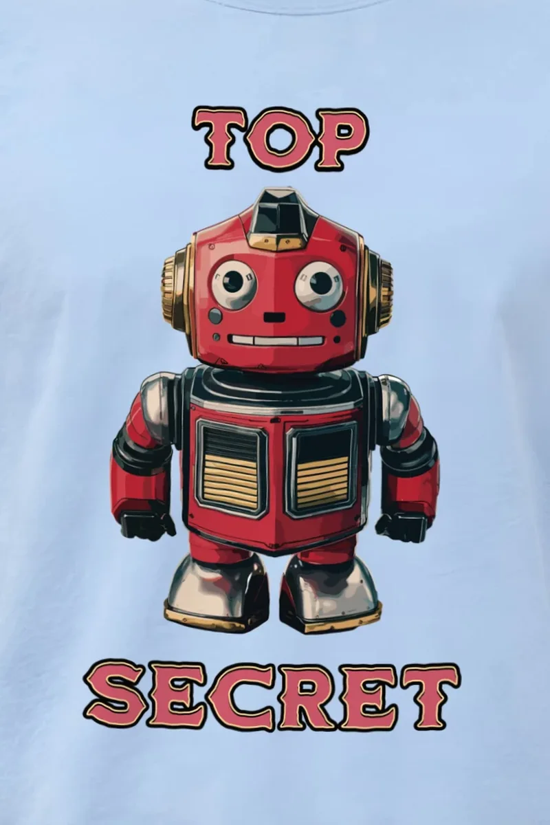 "Vintage Toy Automaton" Heavyweight Unisex Crewneck T-shirt - the graphic up close