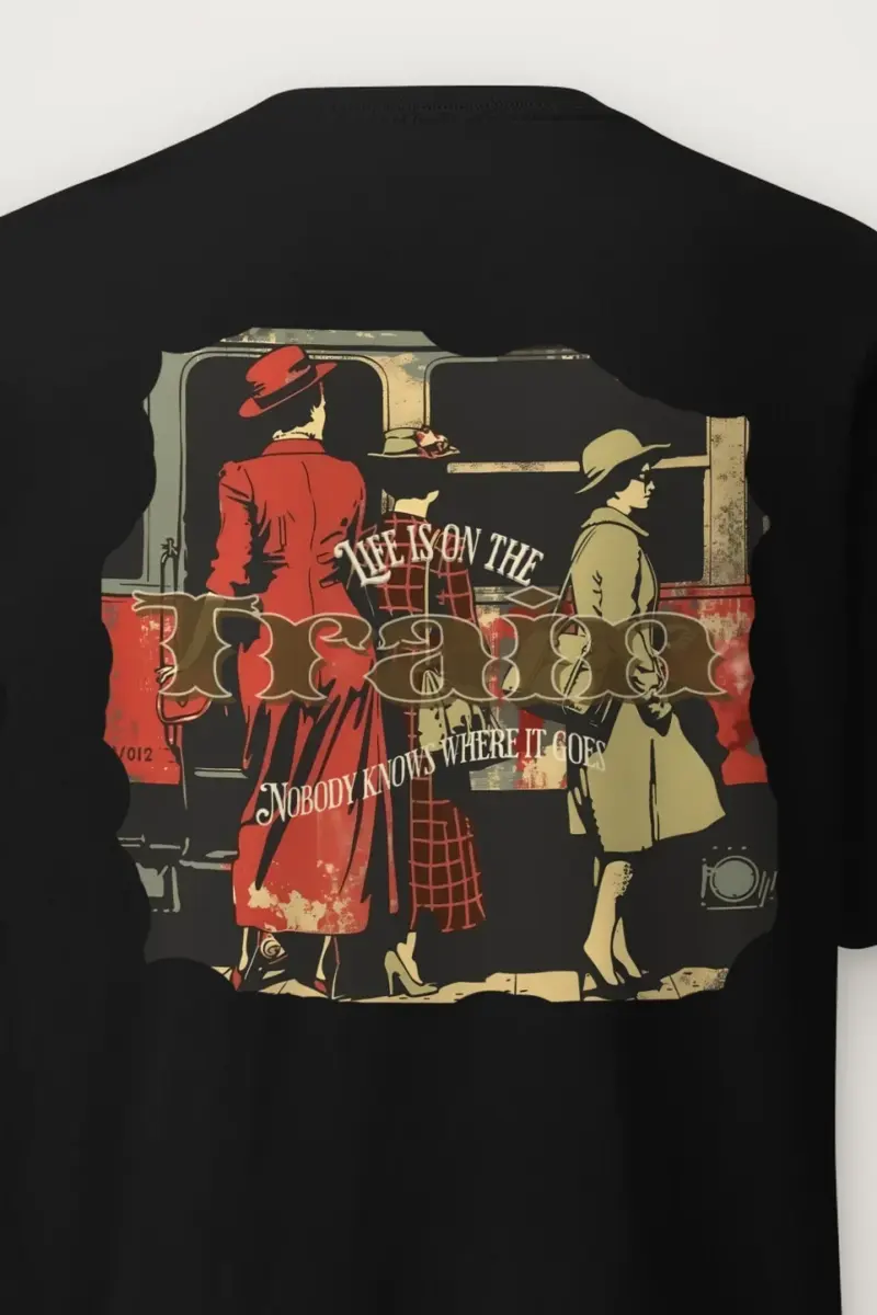 "Vintage Train Travelers" Heavyweight Unisex Crewneck T-shirt